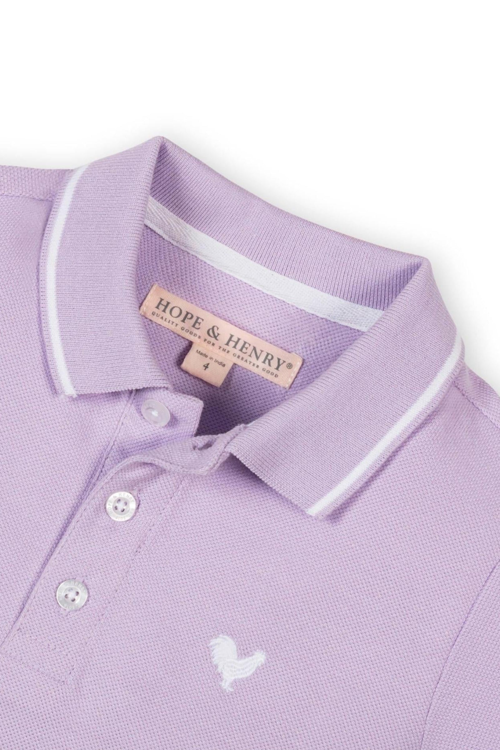 Organic Cotton Pique Polo Shirt for Boys, Lavender, Sizes 2T-18