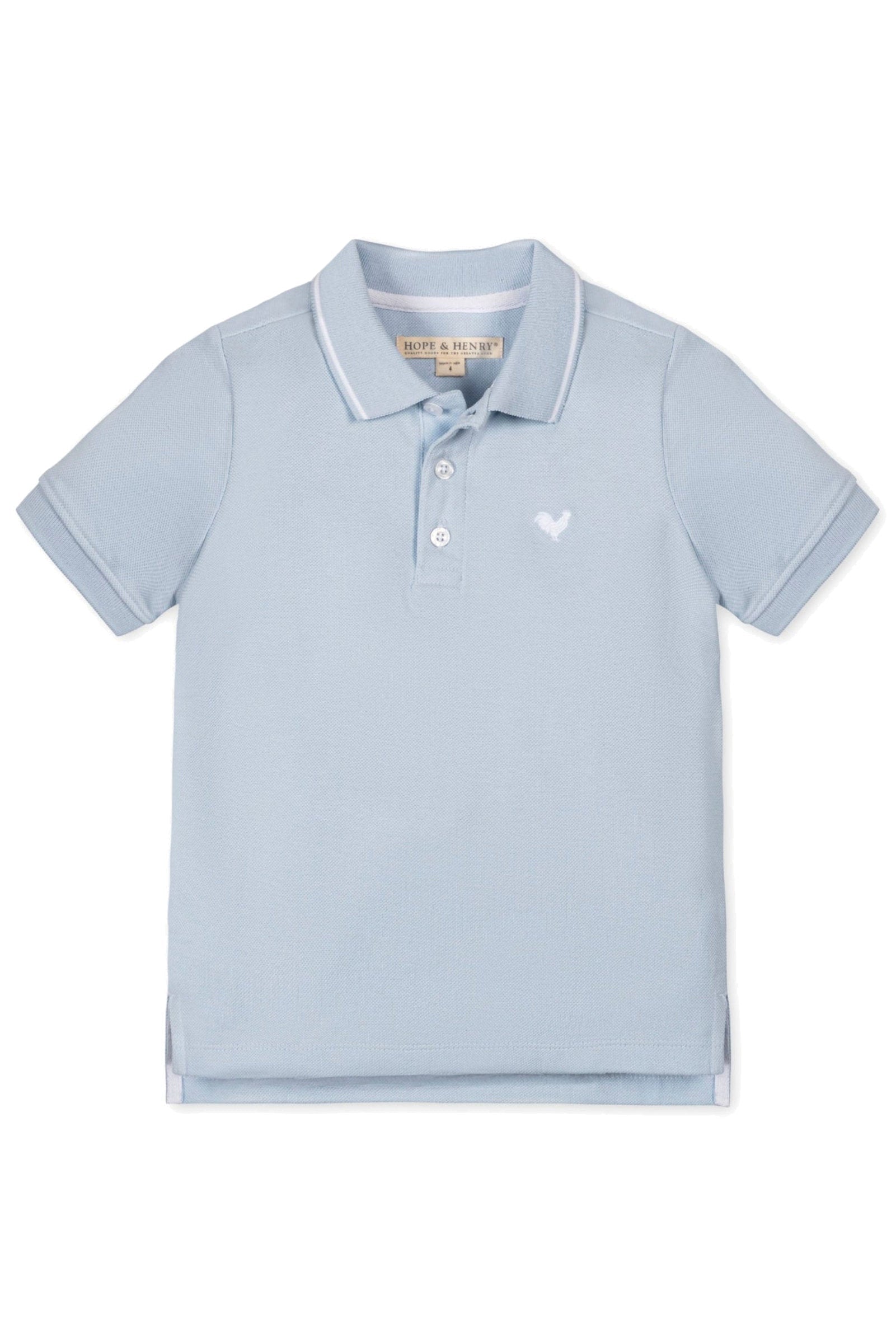 Pale Blue Organic Cotton Pique Polo Shirt, Sizes 2T-18