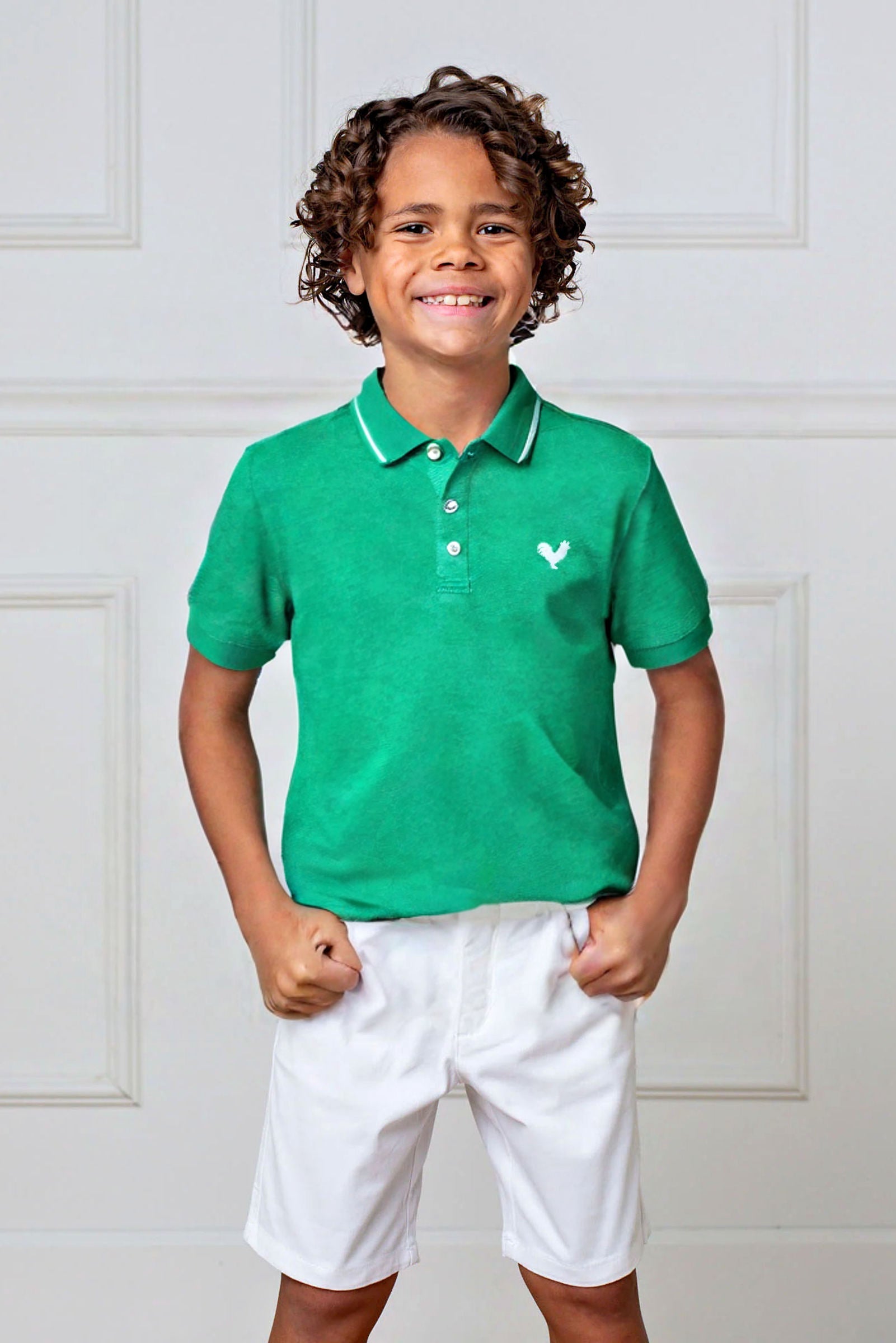 Organic Cotton Pique Polo Shirt for Boys, Kelly Green, Sizes 2T-18
