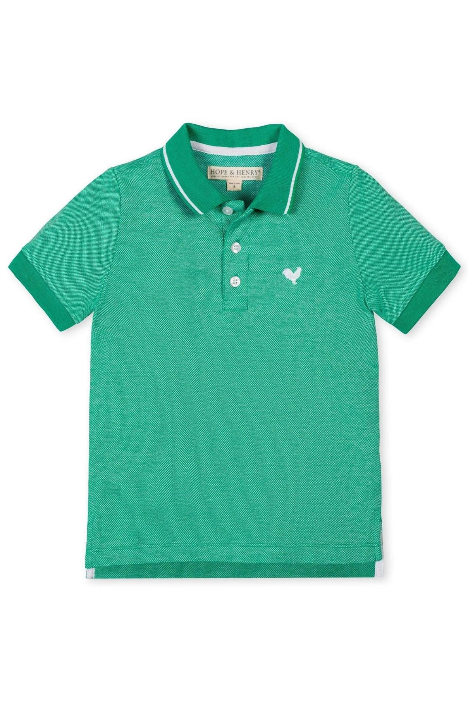 Organic Cotton Pique Polo Shirt for Boys, Kelly Green, Sizes 2T-18