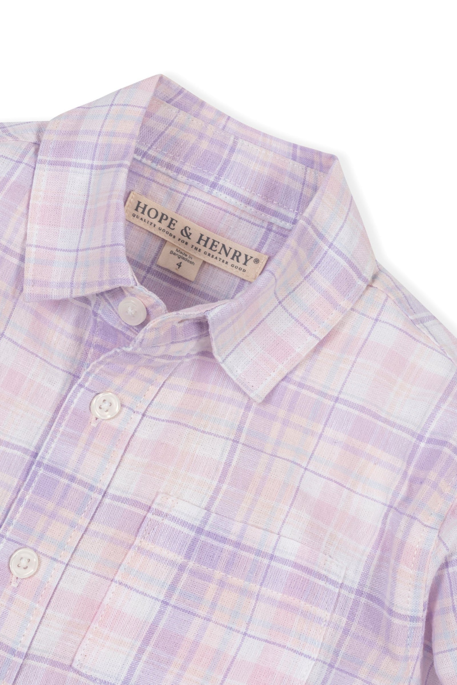 Linen Button Down Shirt for Boys, Monet Plaid, Sizes 2T-18