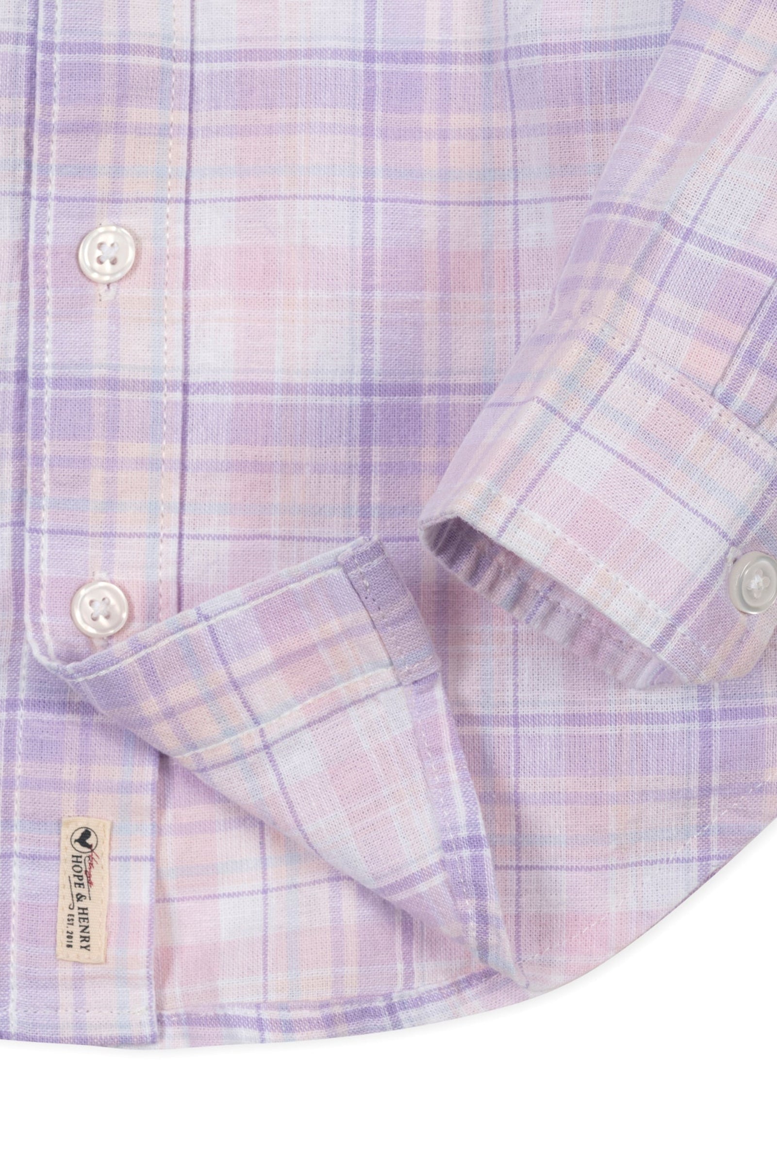 Linen Button Down Shirt for Boys, Monet Plaid, Sizes 2T-18