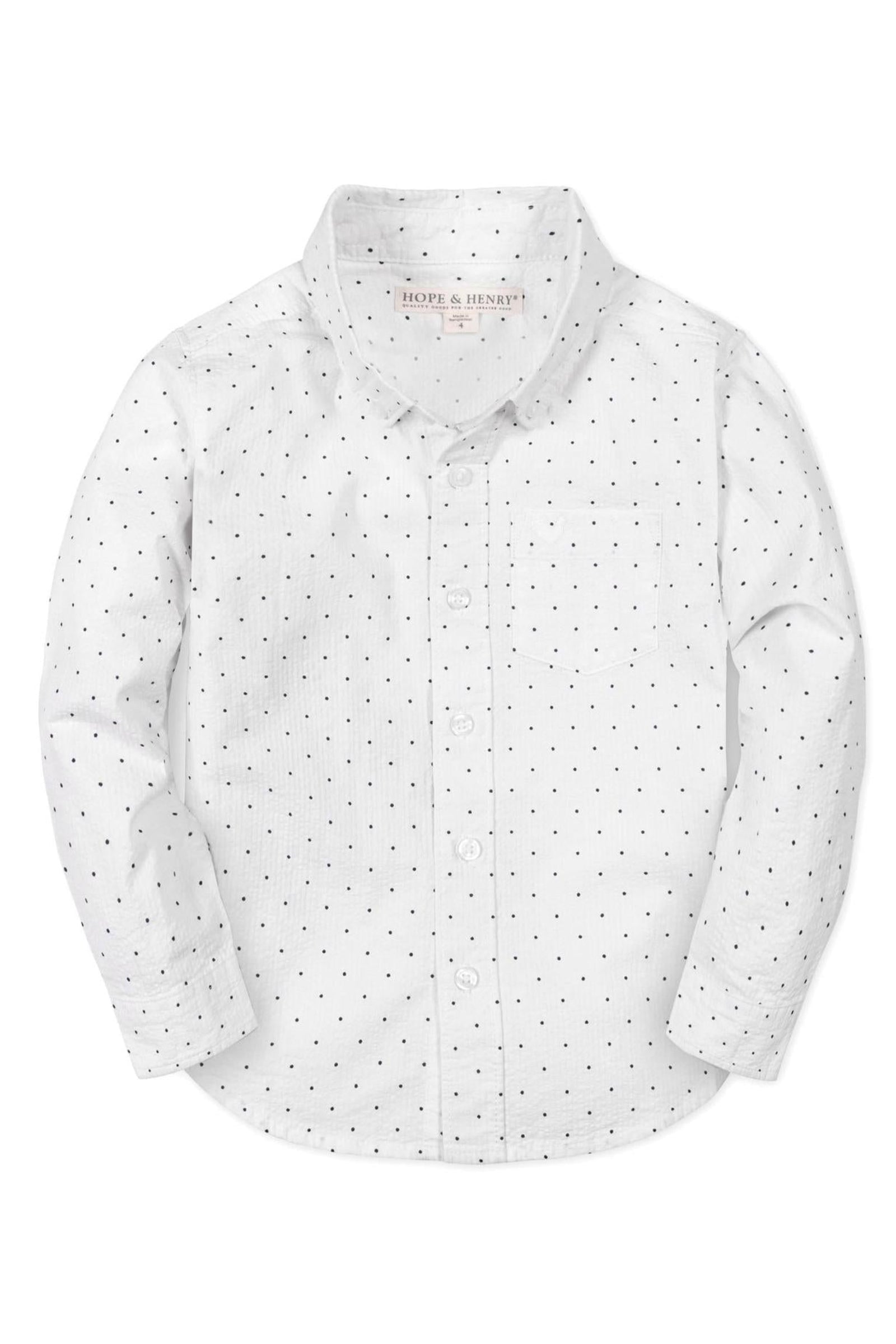 Organic Cotton Delft Dot Seersucker Shirt for Boys, Sizes 2T-18