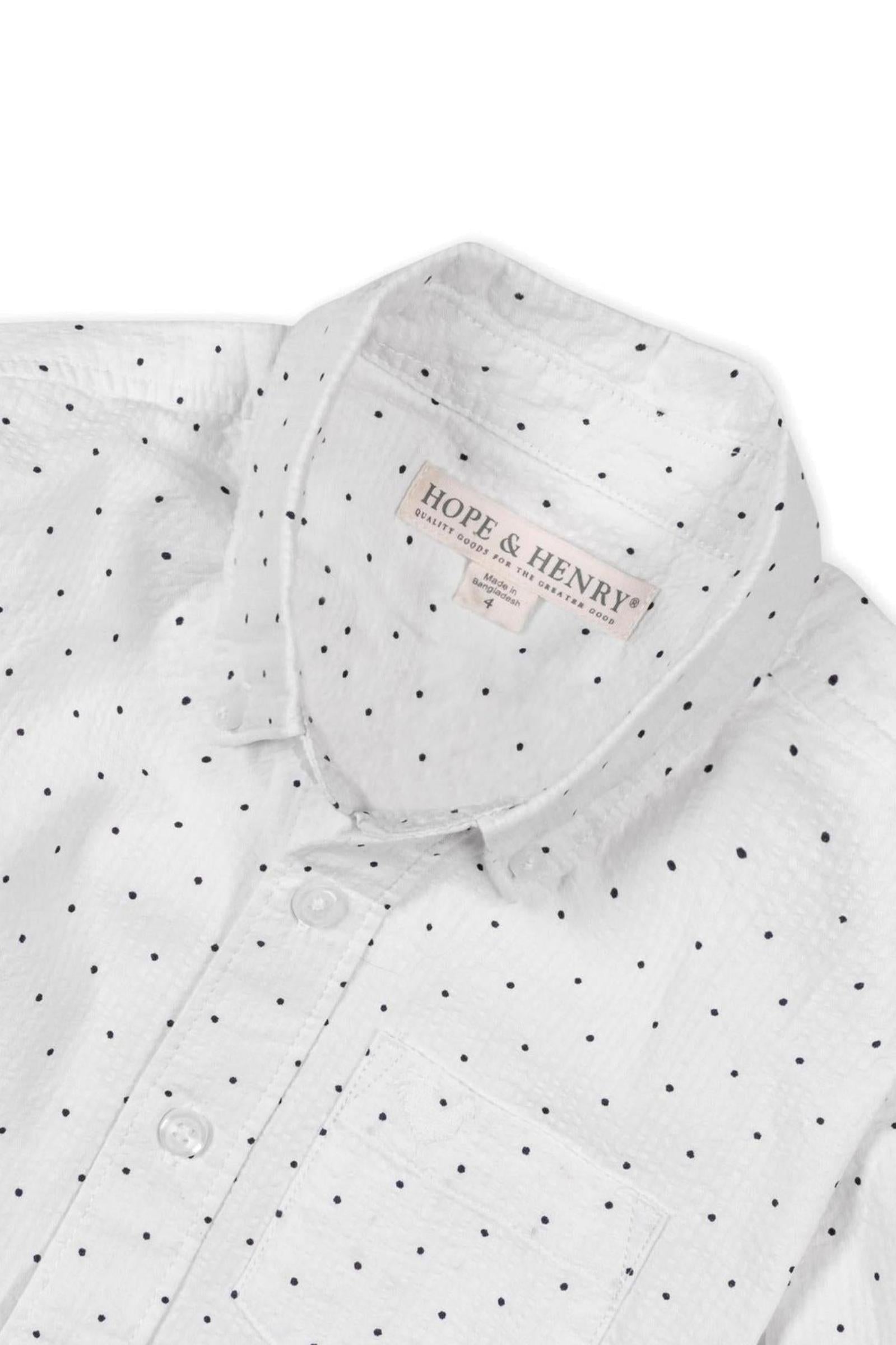 Organic Cotton Delft Dot Seersucker Shirt for Boys, Sizes 2T-18