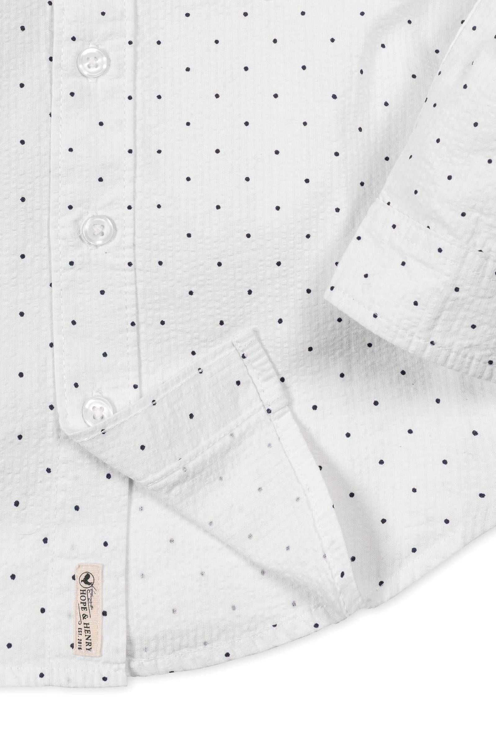 Organic Cotton Delft Dot Seersucker Shirt for Boys, Sizes 2T-18