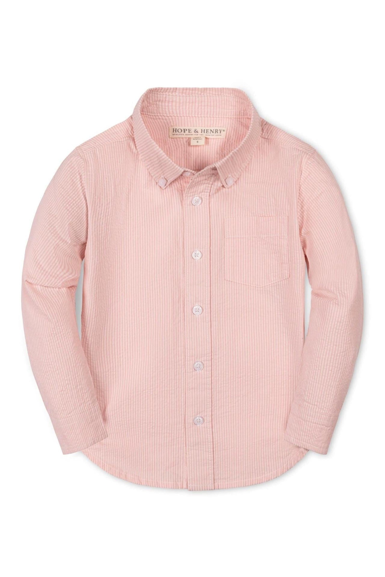 Organic Cotton Seersucker Shirt for Boys, Rose, Sizes 2T-18, Family Matching Outfits