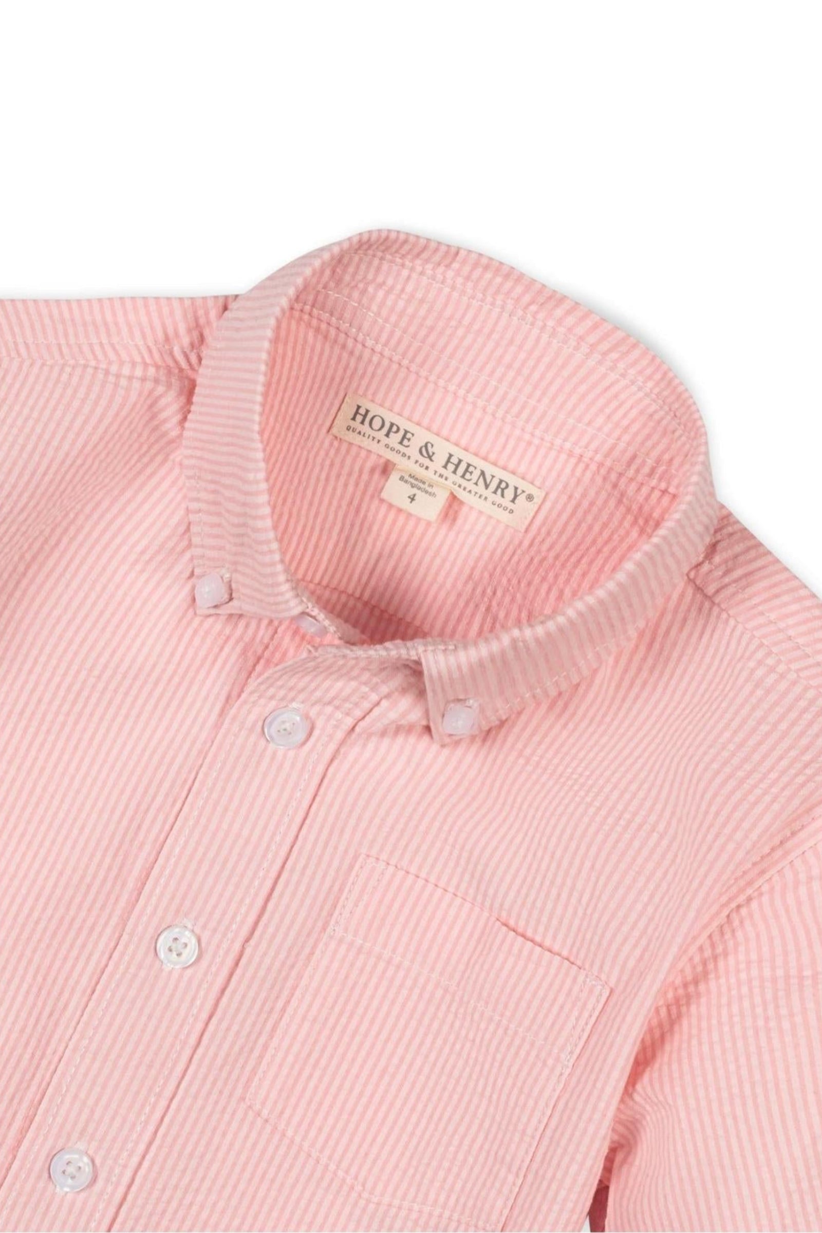 Organic Cotton Seersucker Shirt for Boys, Rose, Sizes 2T-18, Family Matching Outfits