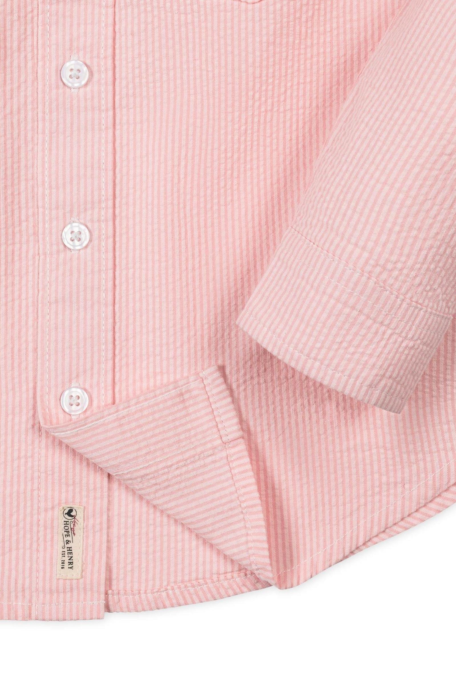 Organic Cotton Seersucker Shirt for Boys, Rose, Sizes 2T-18, Family Matching Outfits