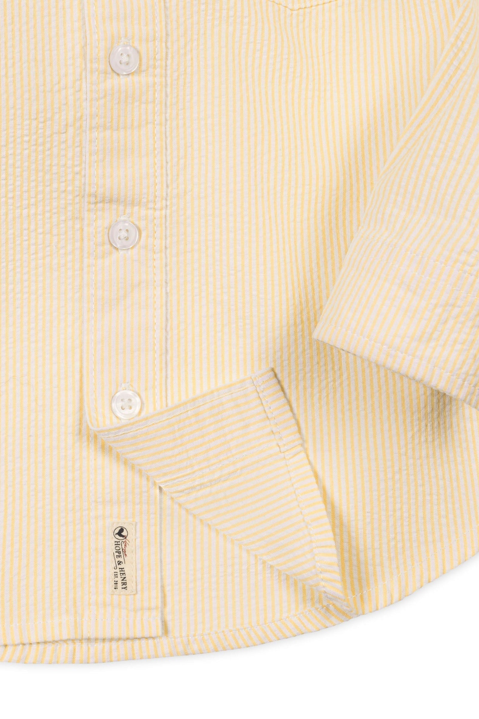 Organic Cotton Seersucker Shirt for Boys, Yellow, Sizes 2T-18