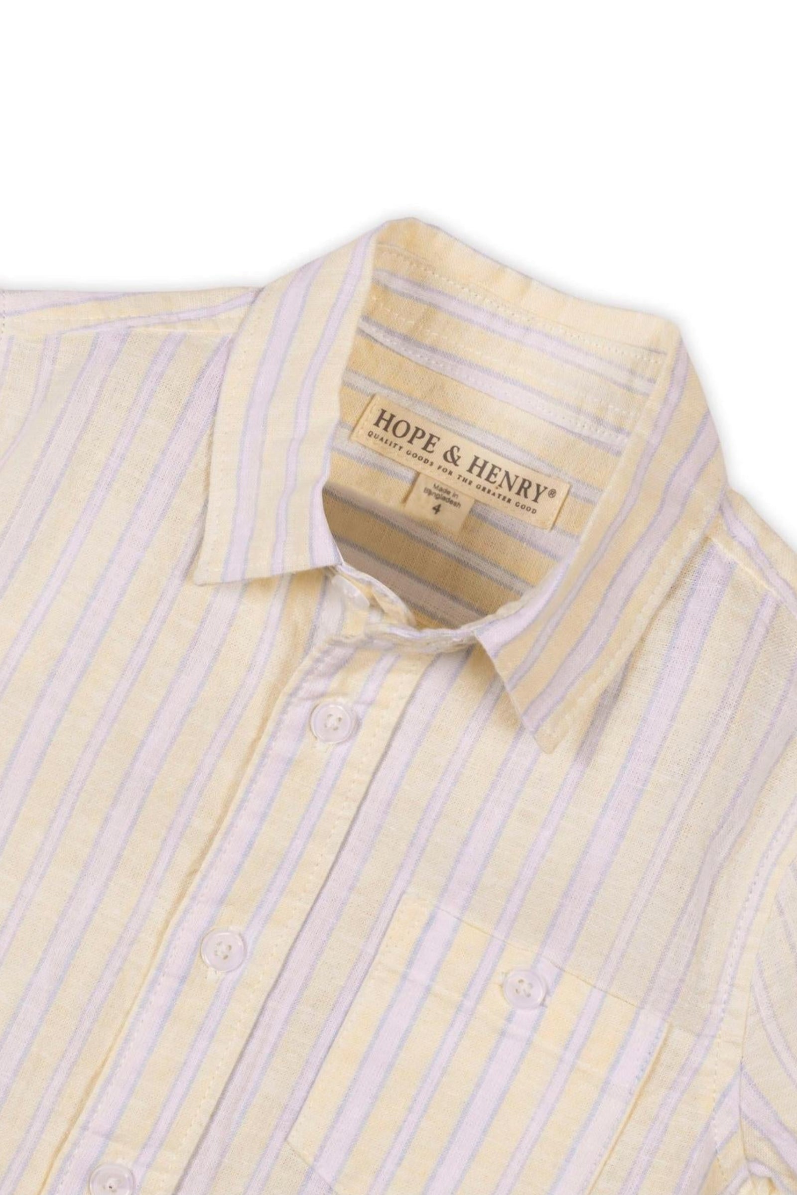 Linen Short Sleeve Shirt for Boys, Sunlit Stripe, Sizes 2T-18