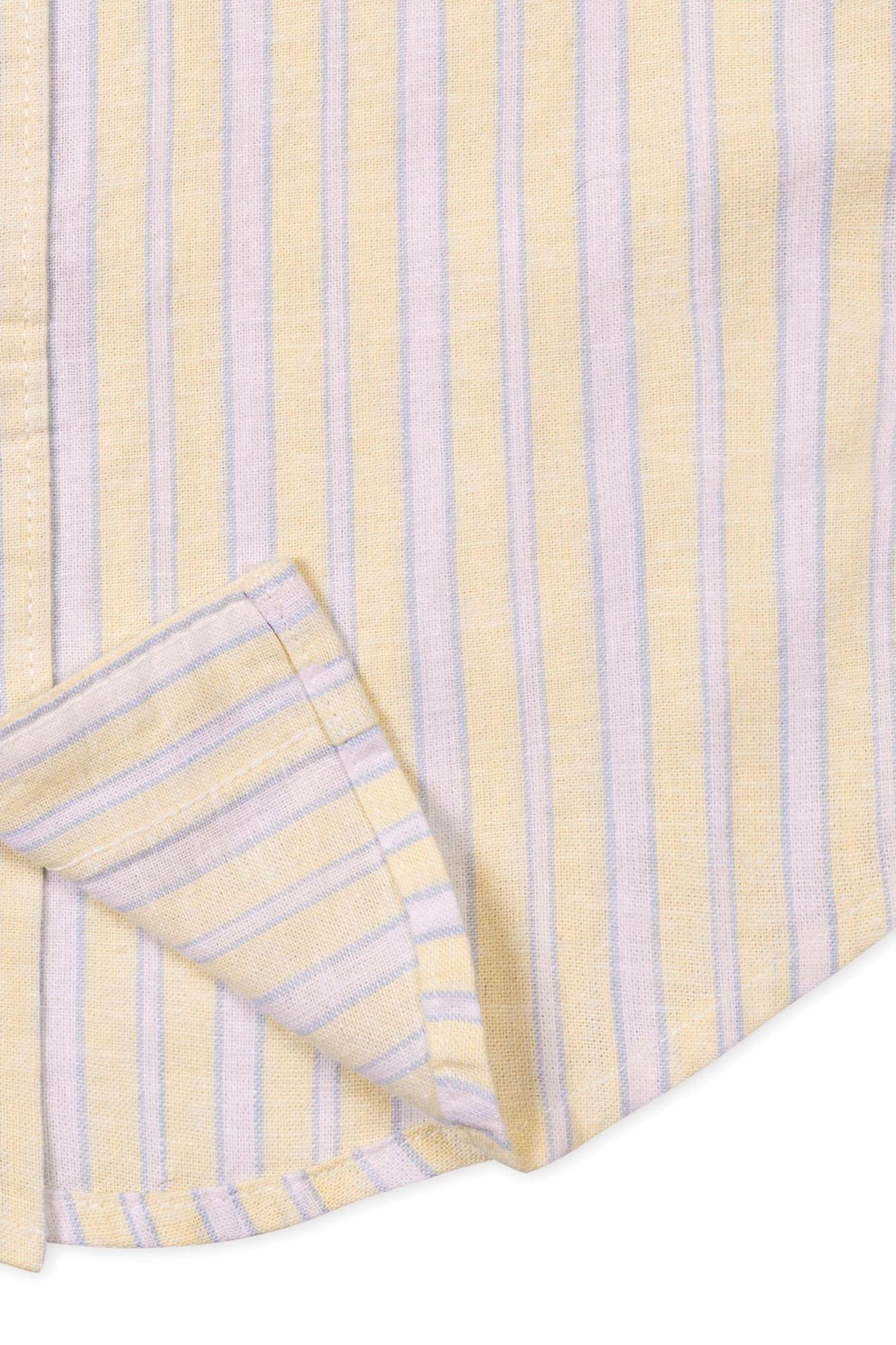 Linen Short Sleeve Shirt for Boys, Sunlit Stripe, Sizes 2T-18