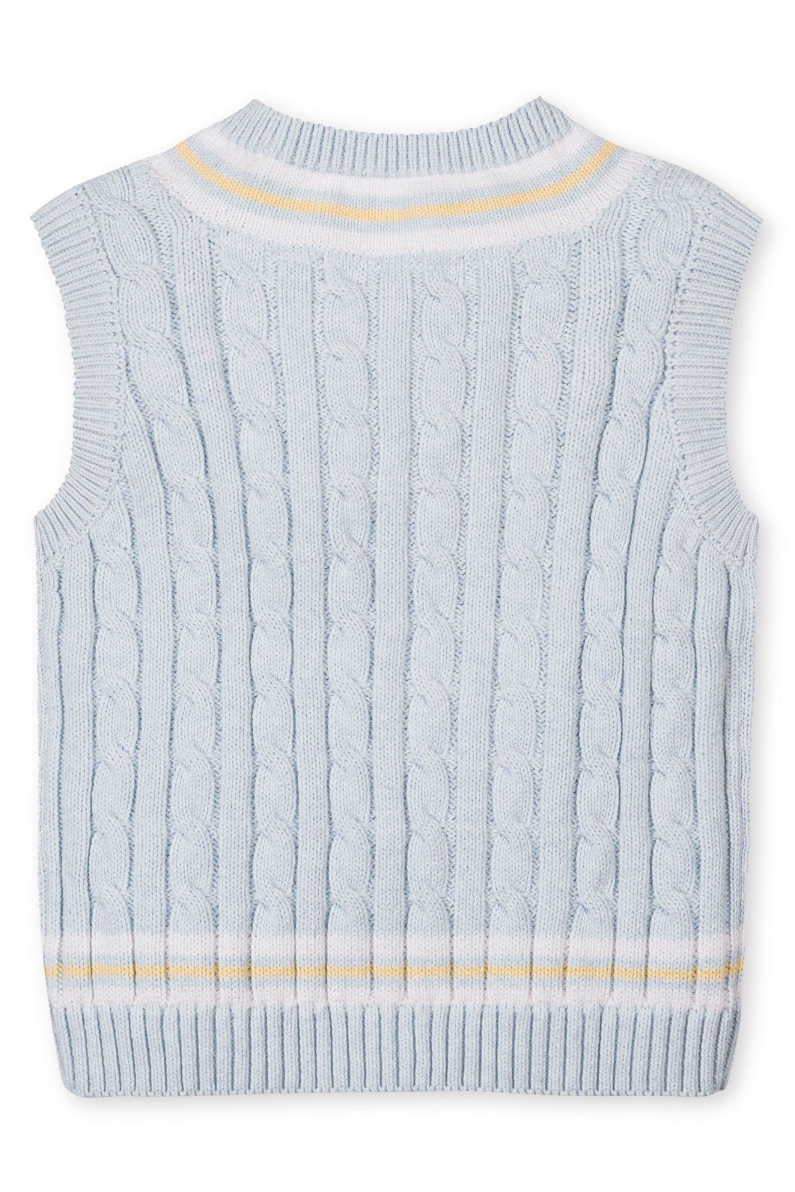 Light Blue Organic Cotton Cricket Sweater Vest for Boys, Sizes 2T-18
