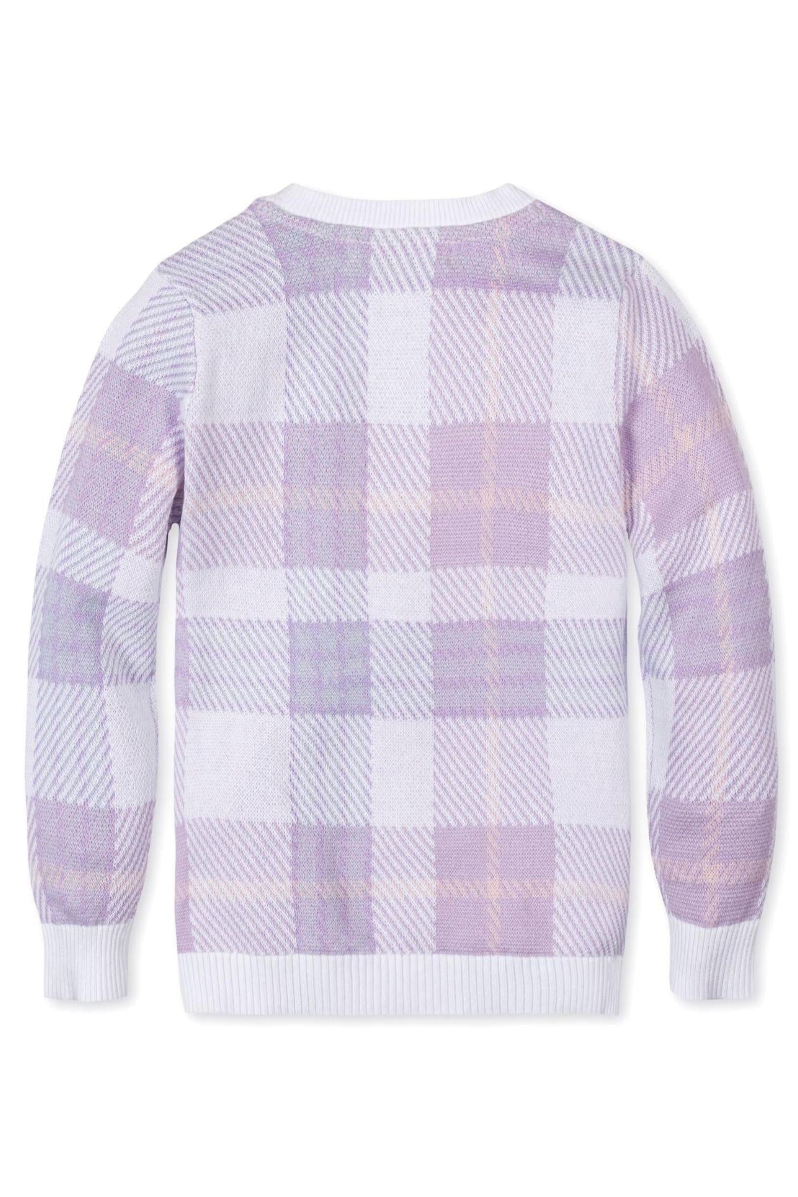 Organic Cotton V-Neck Intarsia Sweater for Boys, Monet Plaid, Sizes 2T-18