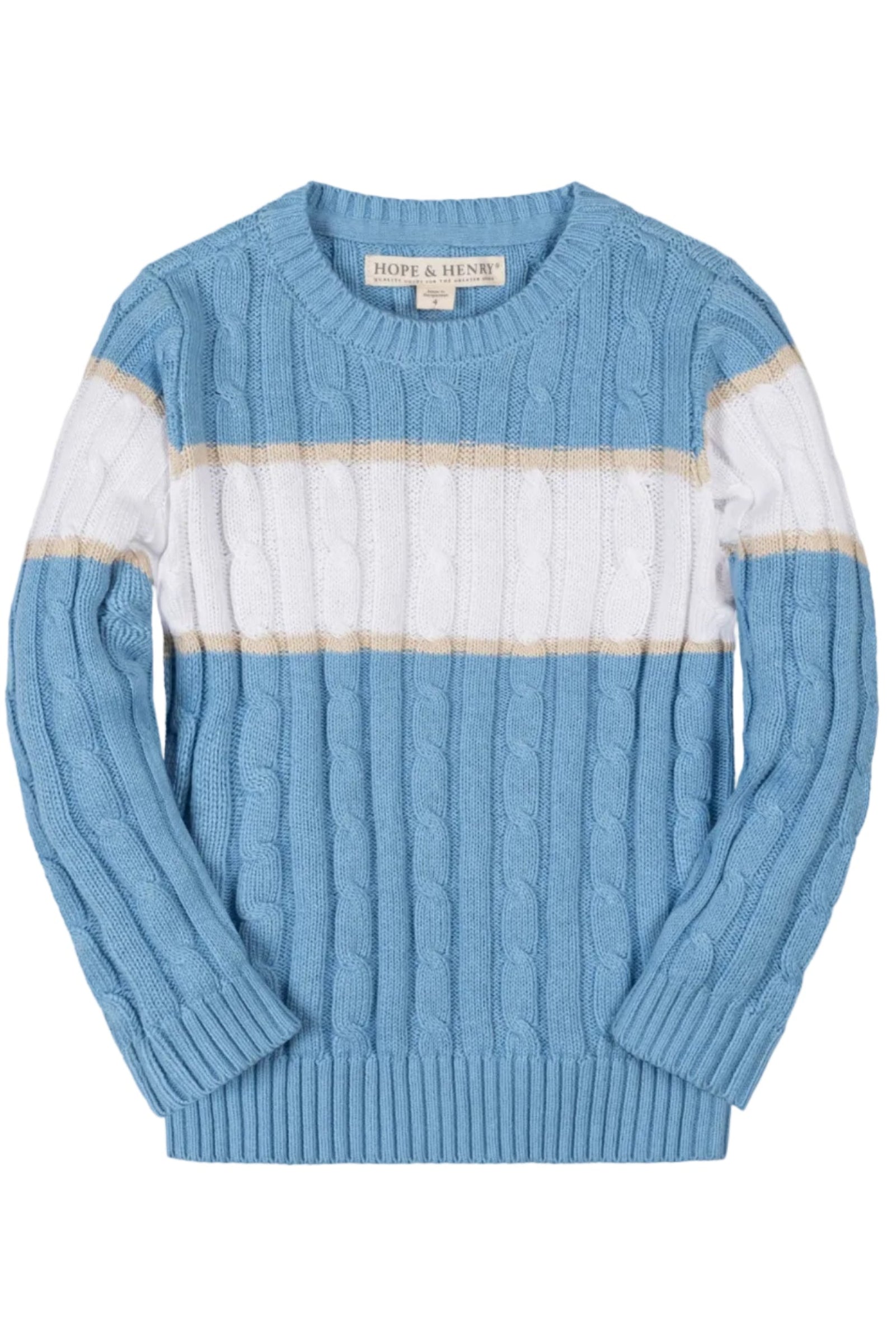Organic Cotton Crewneck Sweater, Family Matching toddler, Bluebell Stripe, Sizes 2T-18