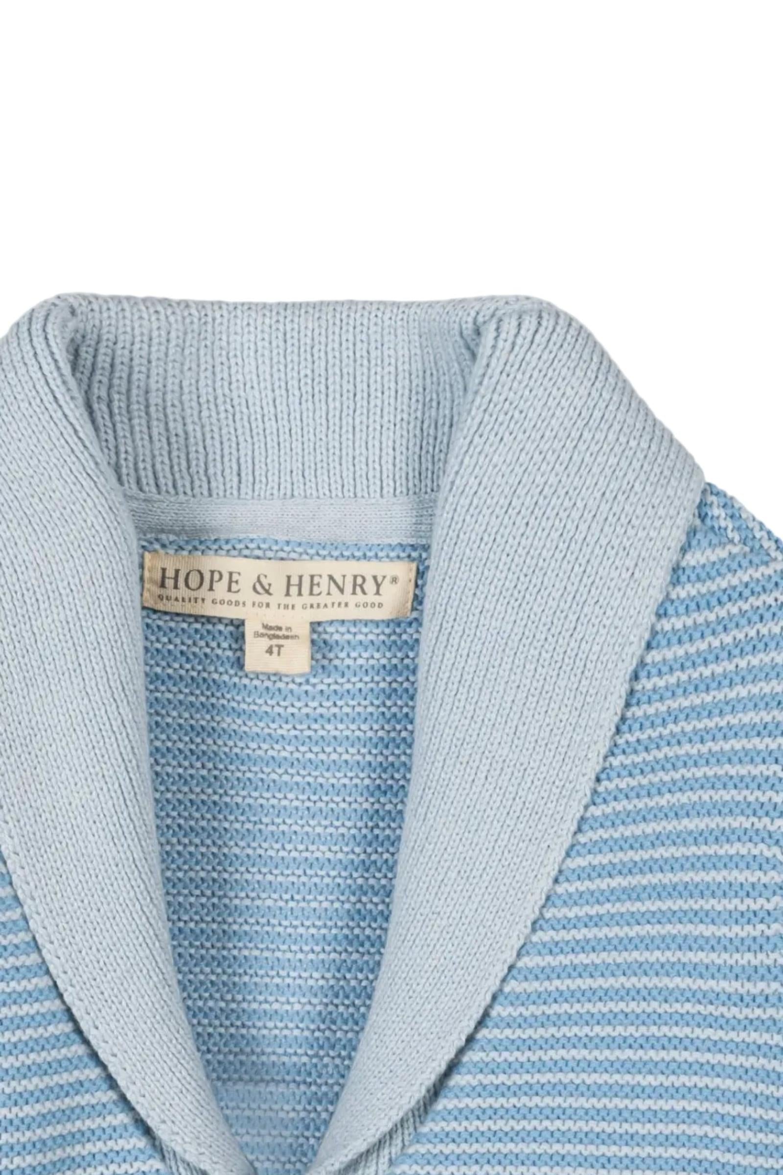 Organic Cotton Shawl Collar Cardigan for Boys, Bluebell, Sizes 2T-18