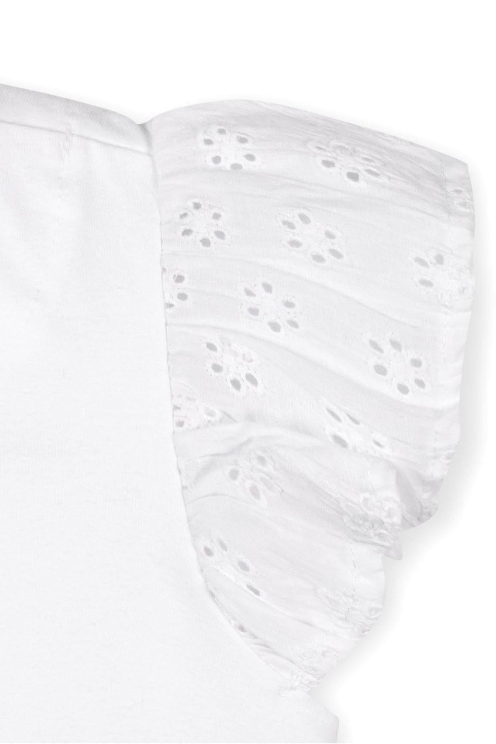 Organic Cotton Knit Top with Eyelet Flutter Sleeves, White, Toddler & Kids