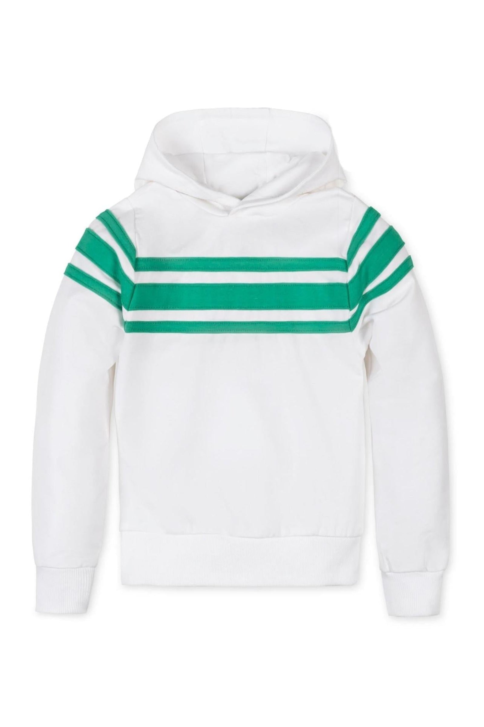 Organic Cotton French Terry Hoodie for Girls, White & Green, Toddler & Kids
