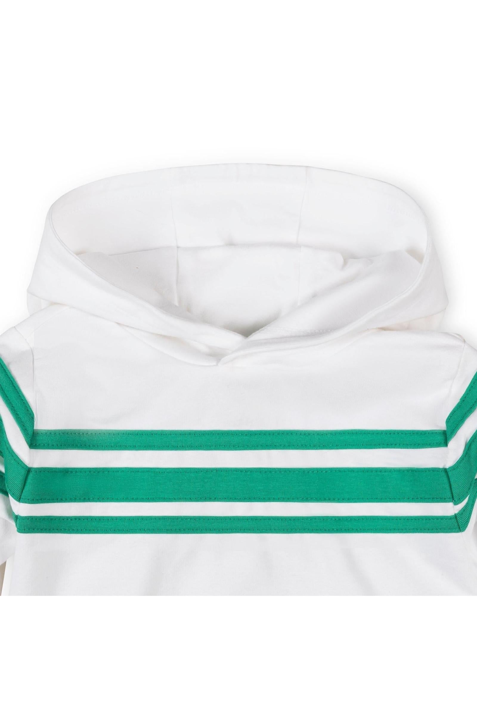 Organic Cotton French Terry Hoodie for Girls, White & Green, Toddler & Kids
