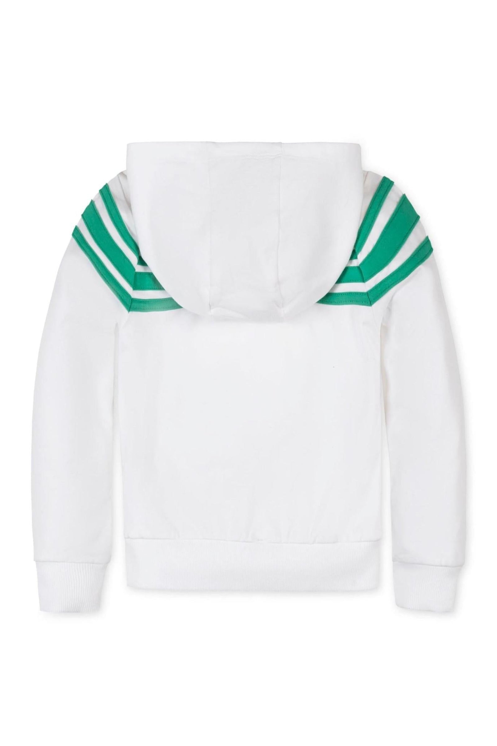 Organic Cotton French Terry Hoodie for Girls, White & Green, Toddler & Kids