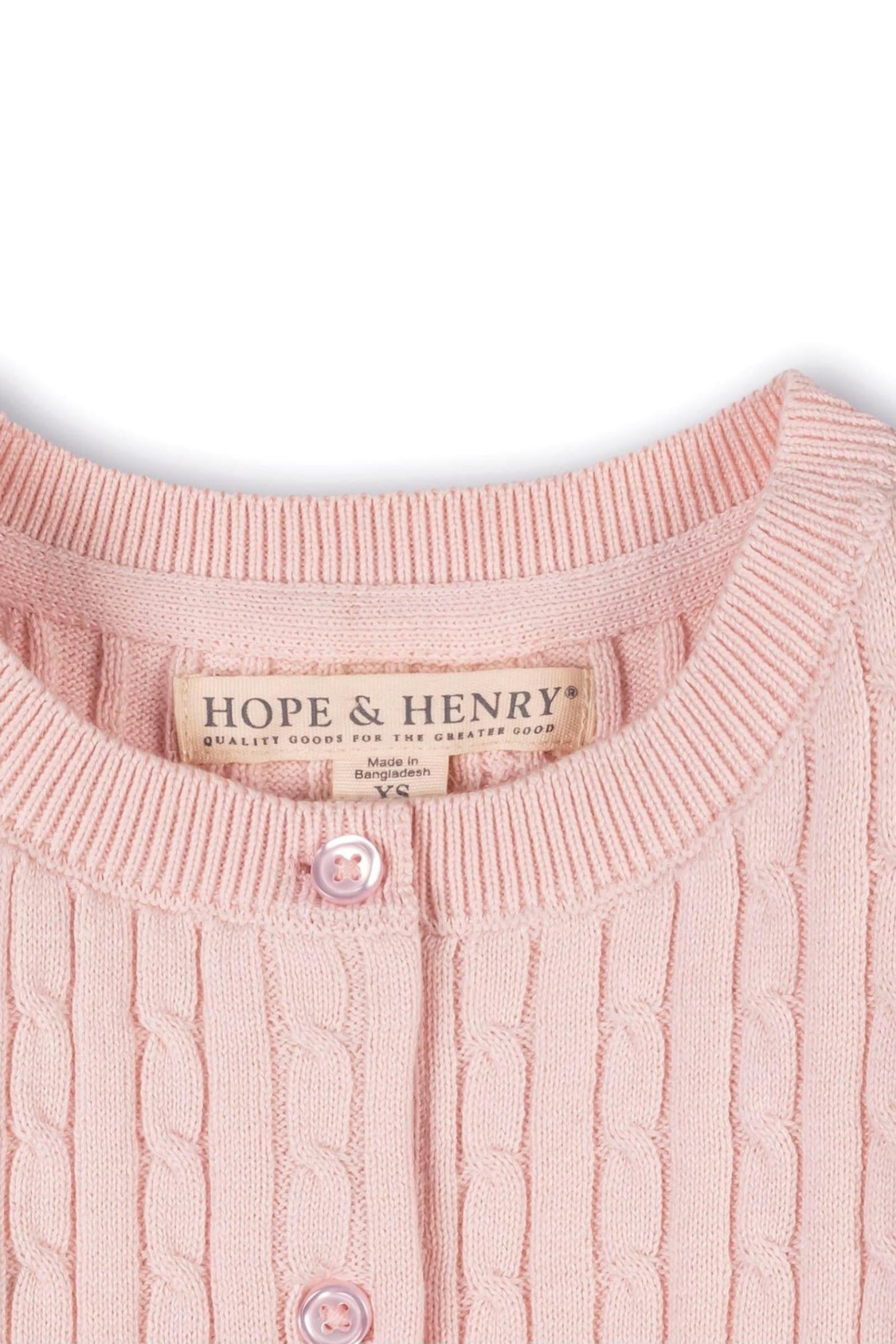 Organic Cotton Classic Cable Knit Cardigan for Girls, Pink, Sizes 2T-10