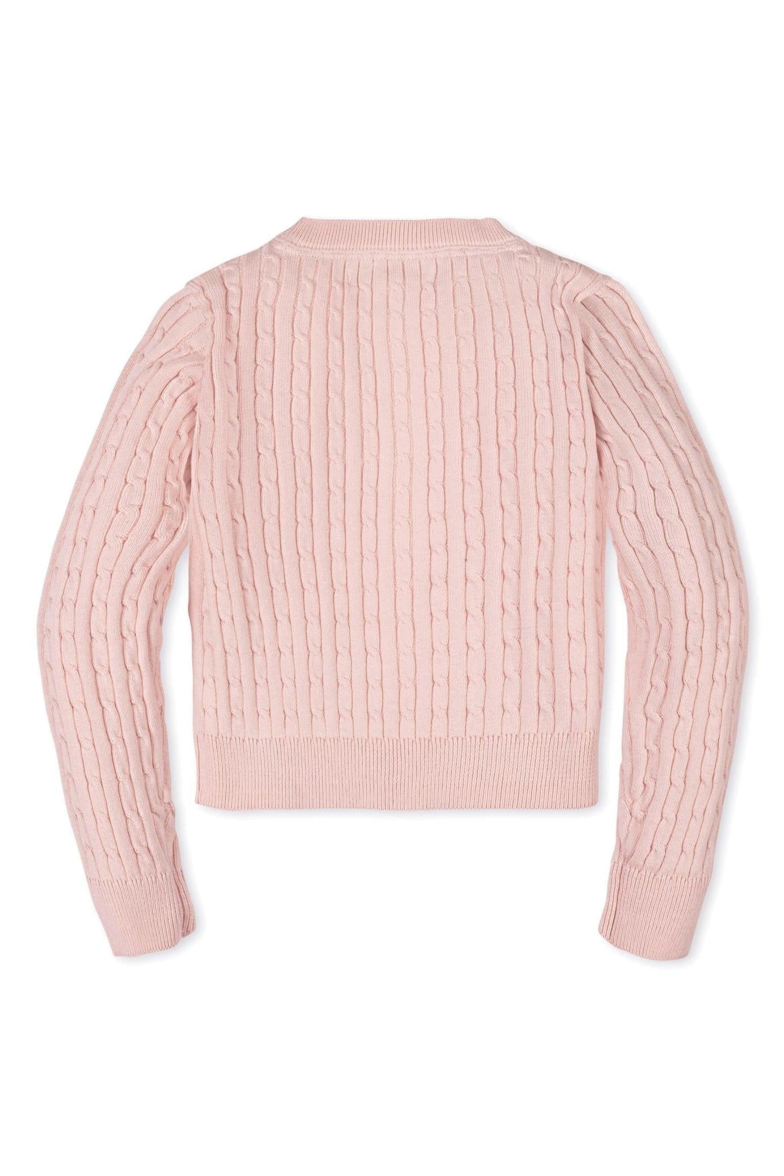Organic Cotton Classic Cable Knit Cardigan for Girls, Pink, Sizes 2T-10