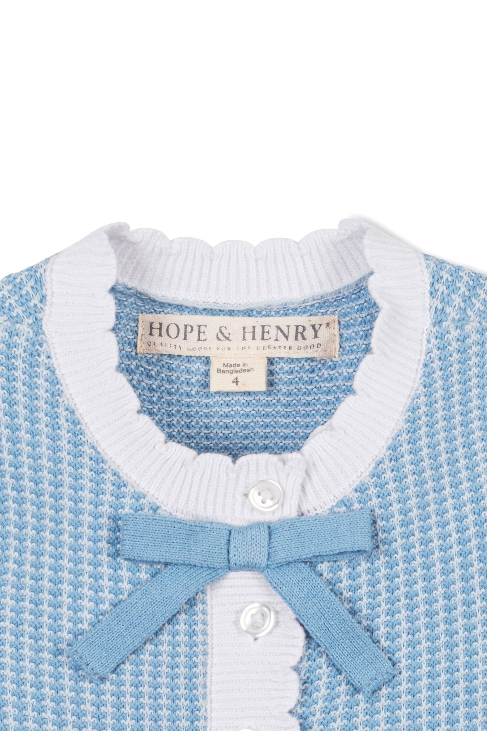 Organic Cotton Button Front Tank Sweater Dress for Girls, Bluebell, Sizes 2T-12