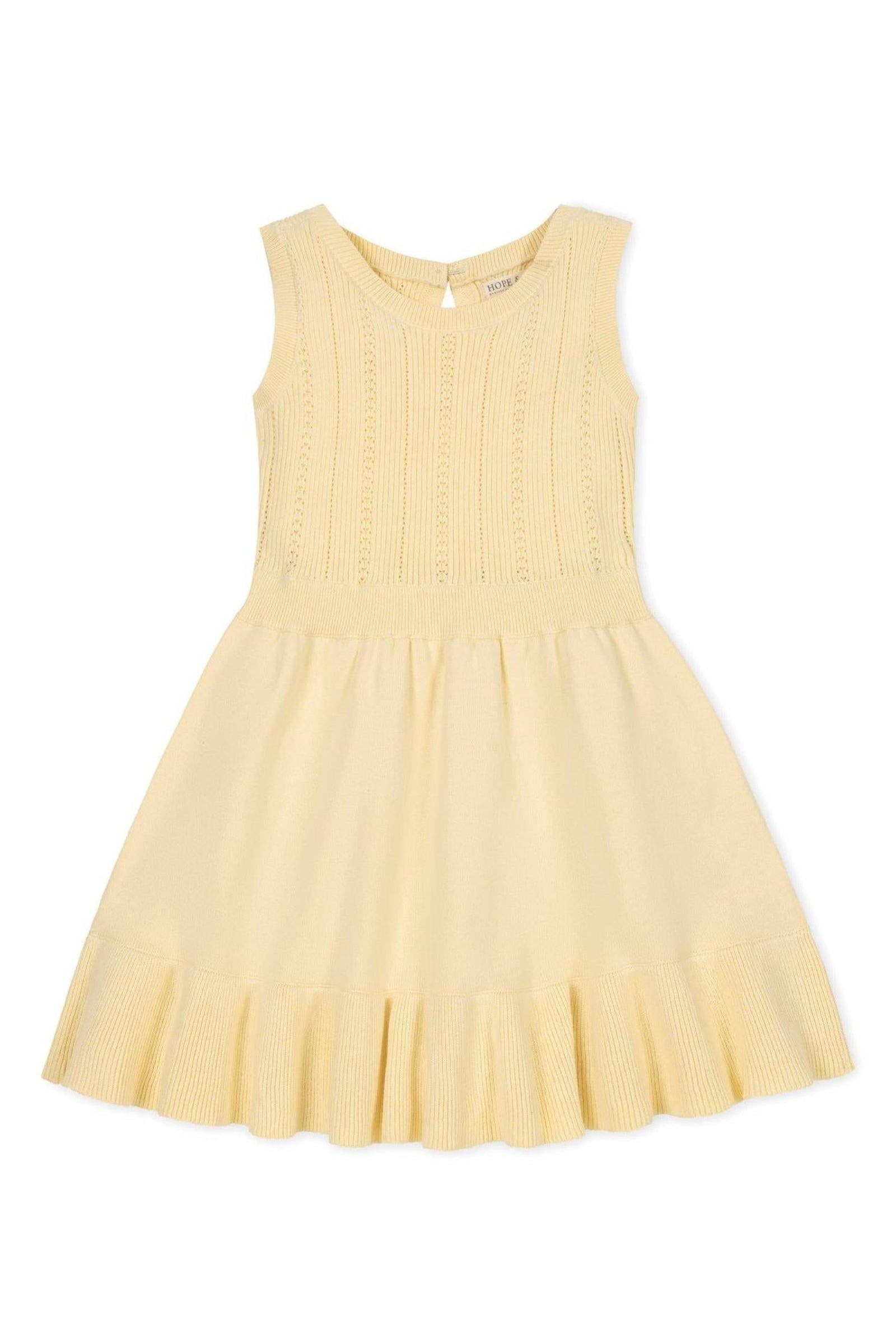 Organic Cotton Flounce Hem Sweater Dress for Girls, Yellow, Sizes 2T-12