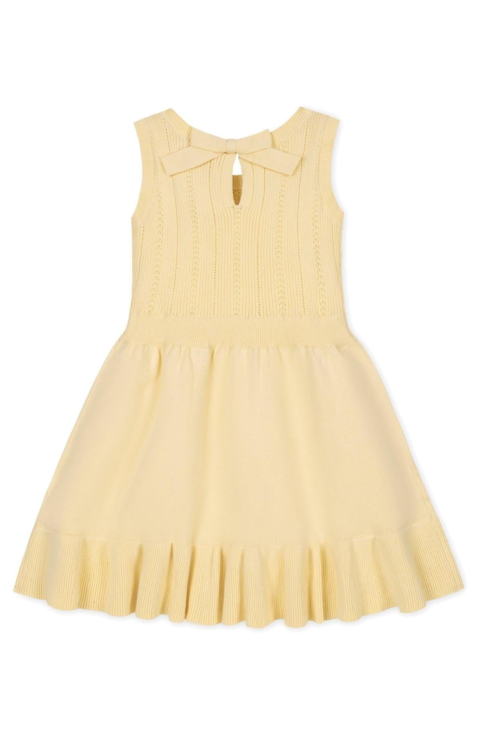 Organic Cotton Flounce Hem Sweater Dress for Girls, Yellow, Sizes 2T-12
