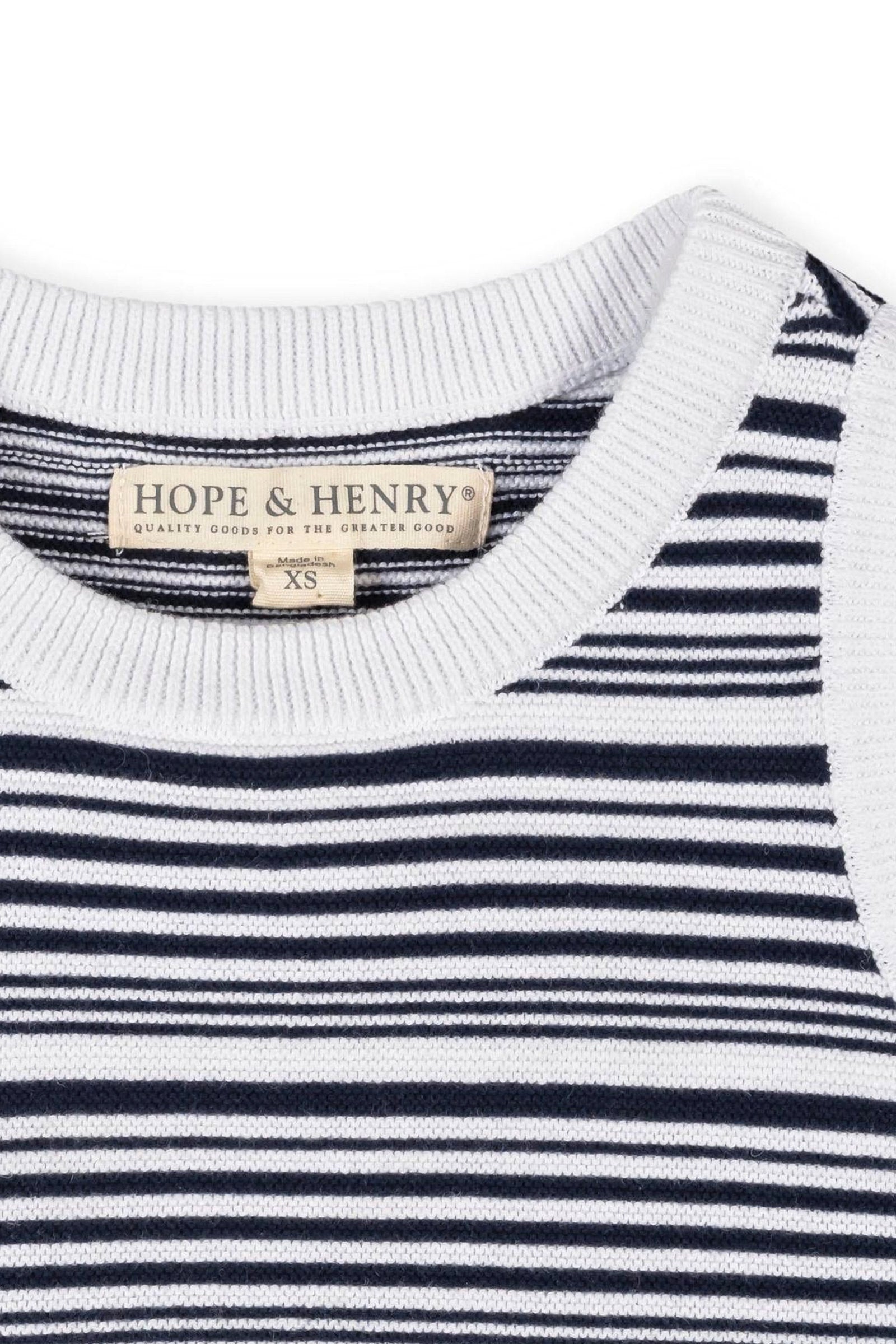 Organic Cotton Sweater Tank Top for Girls, Navy & White Stripe, Toddler & Kids