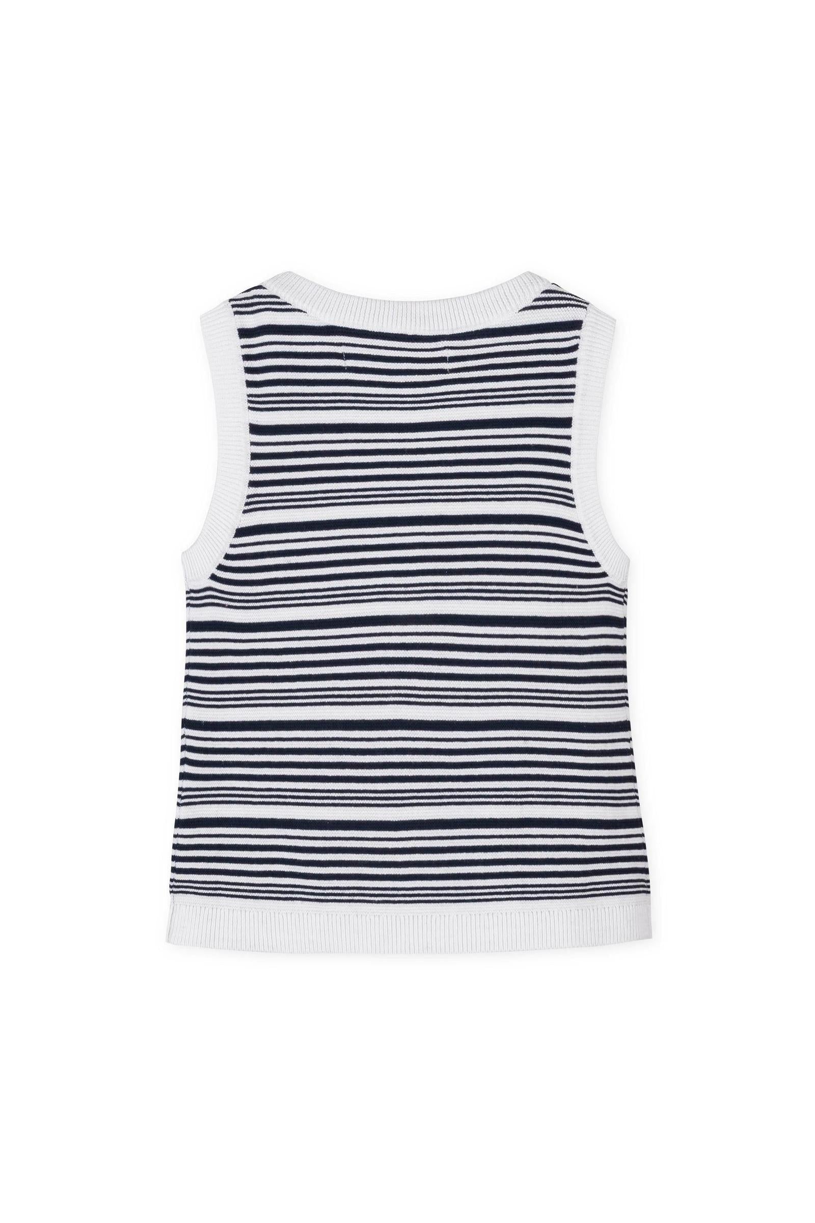 Organic Cotton Sweater Tank Top for Girls, Navy & White Stripe, Toddler & Kids