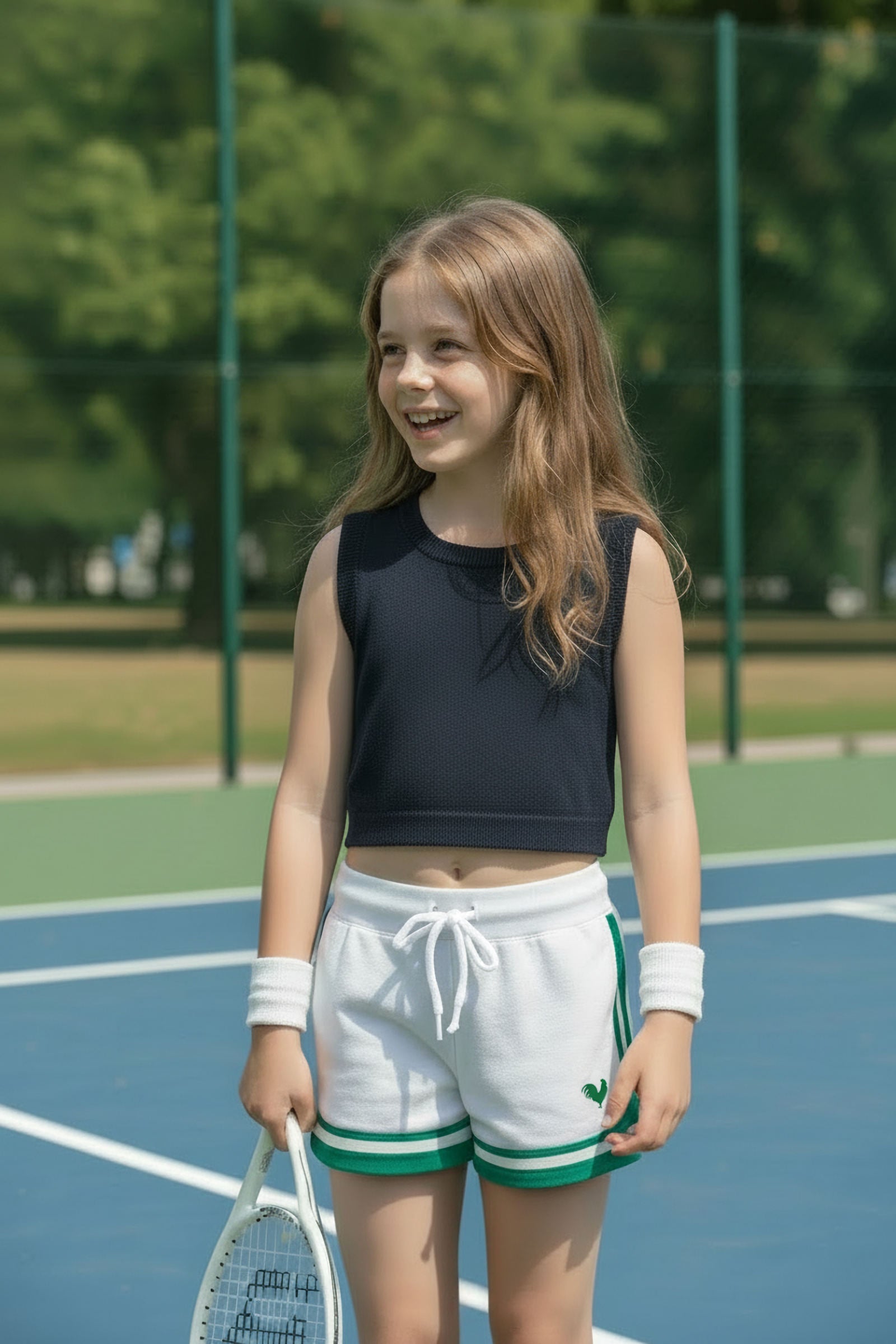Organic Cotton French Terry Shorts for Girls, White, Toddler & Kids