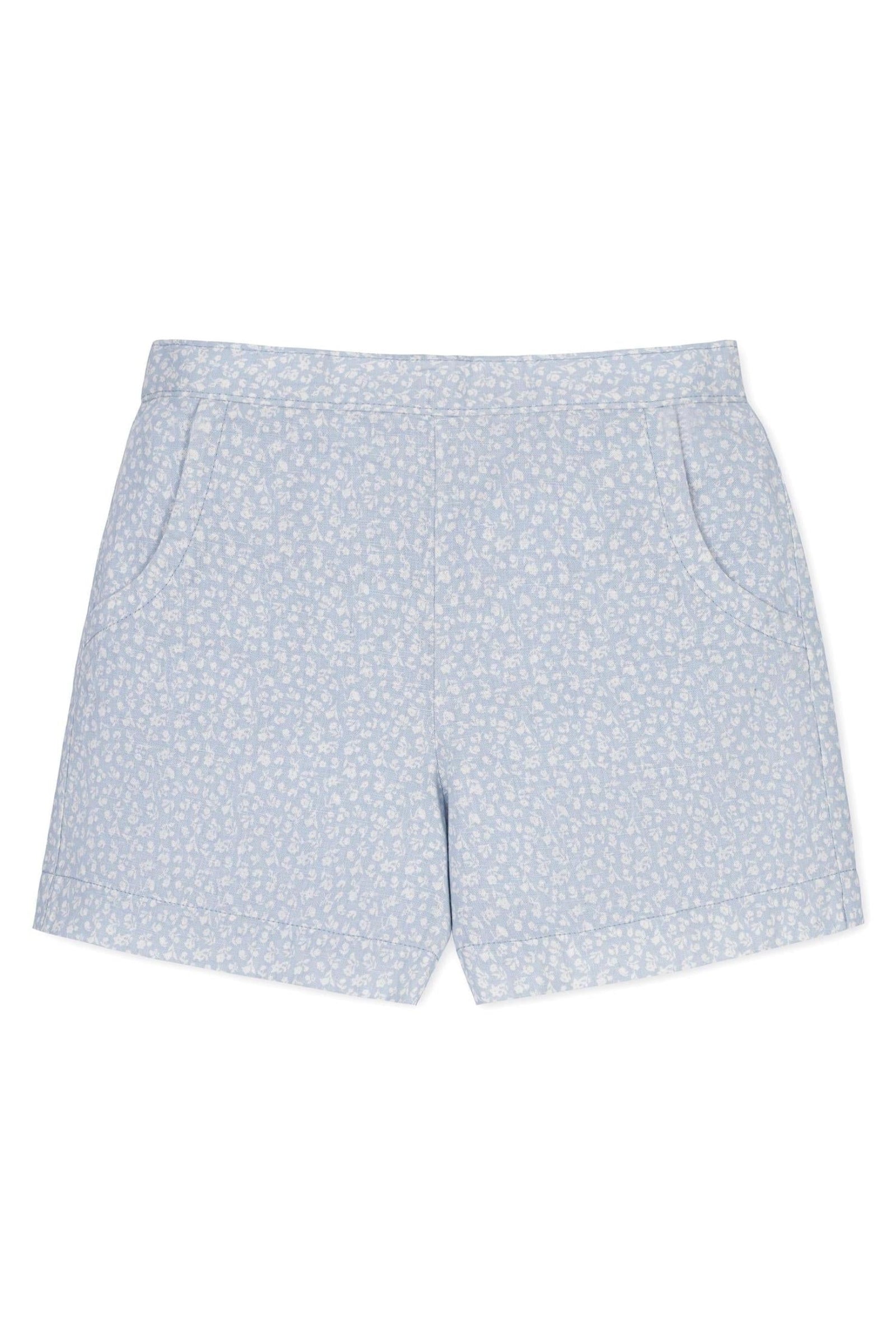 Linen Pull-On Shorts for Girls, Blue Chateau Ditsy, Toddler & Kids