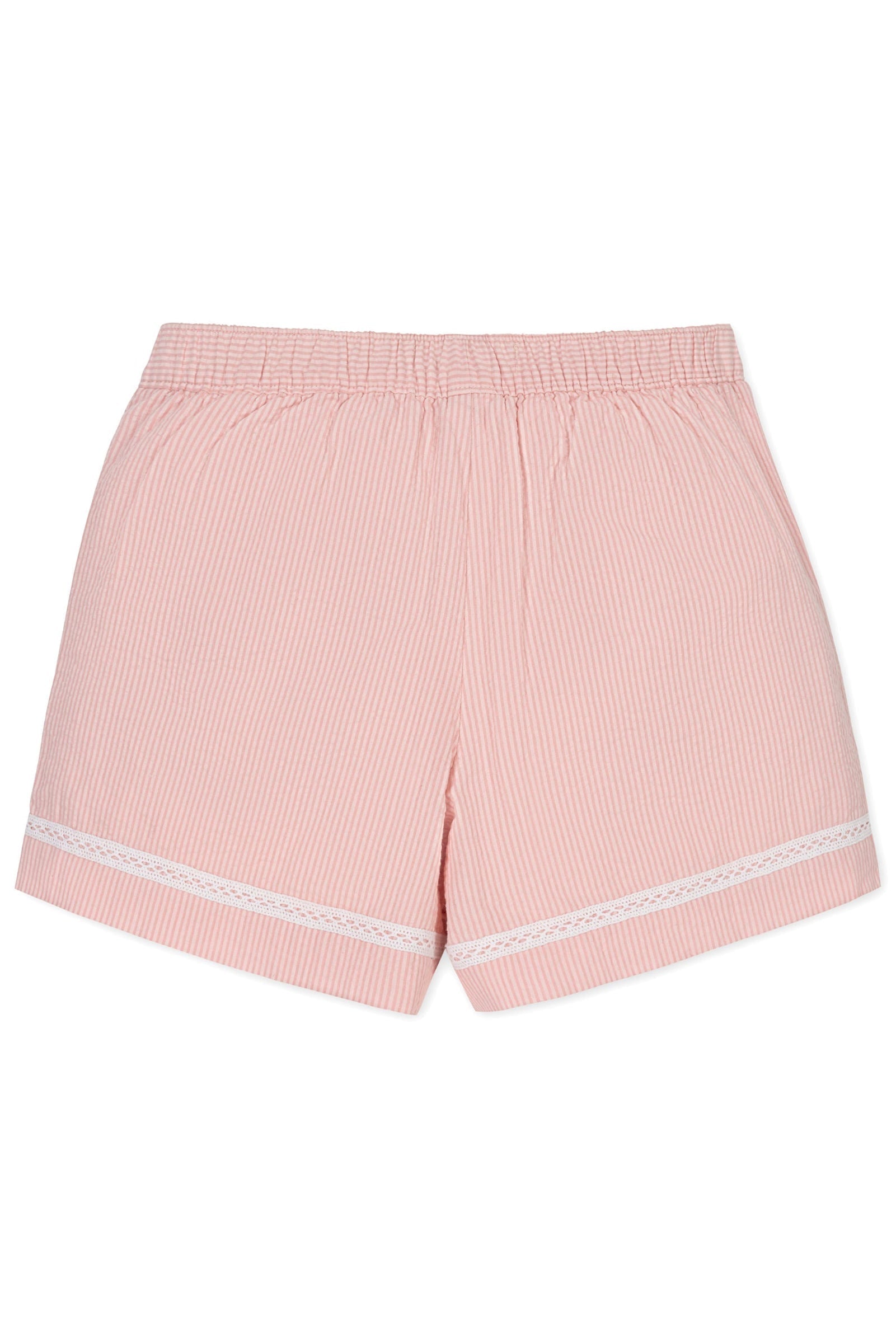 Rose Organic Cotton Seersucker Pull-On Shorts for Girls, Sizes 2T-12
