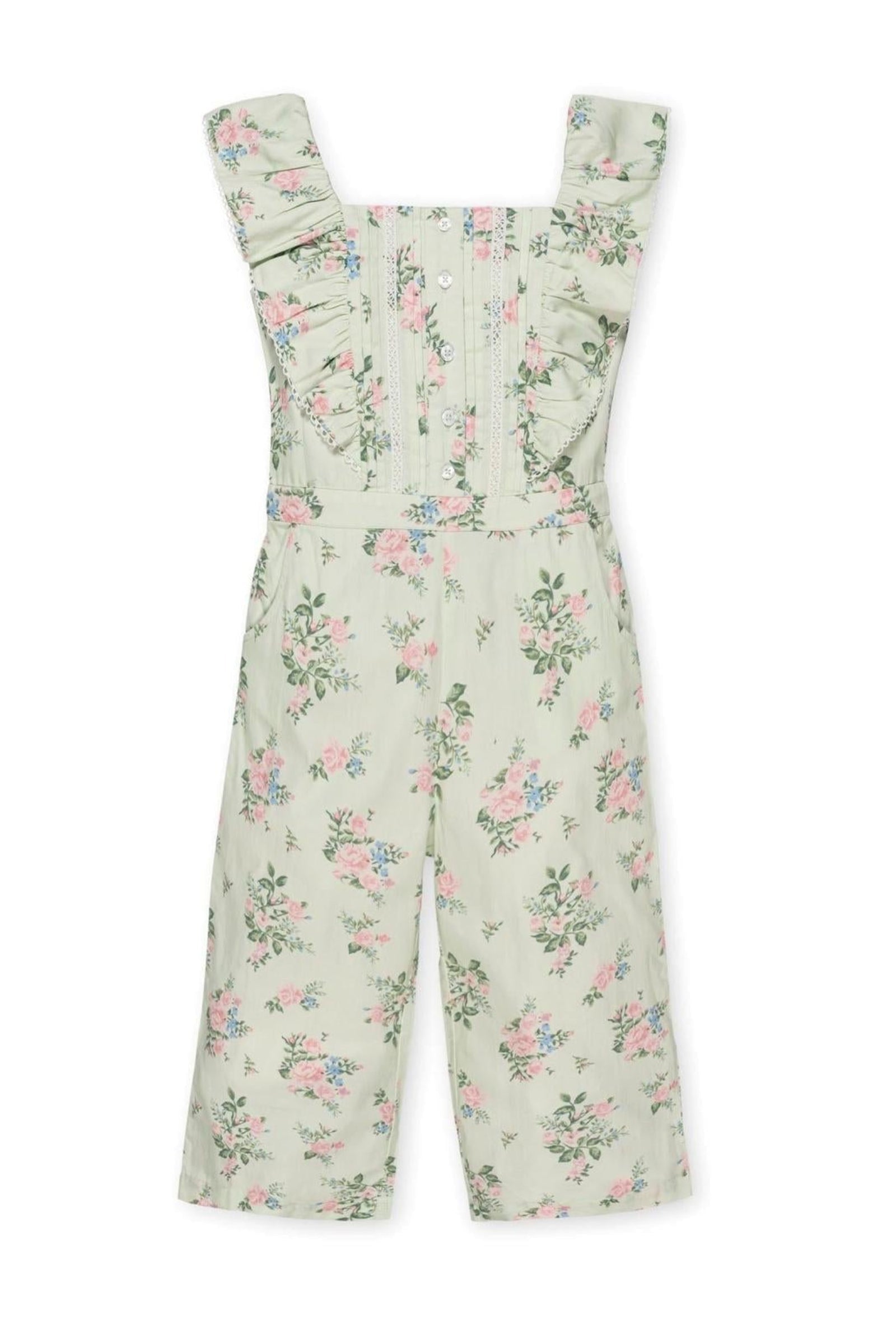 Organic Cotton Flutter Sleeve Jumpsuit for Girls, Chateau Floral, Sizes 2T-12