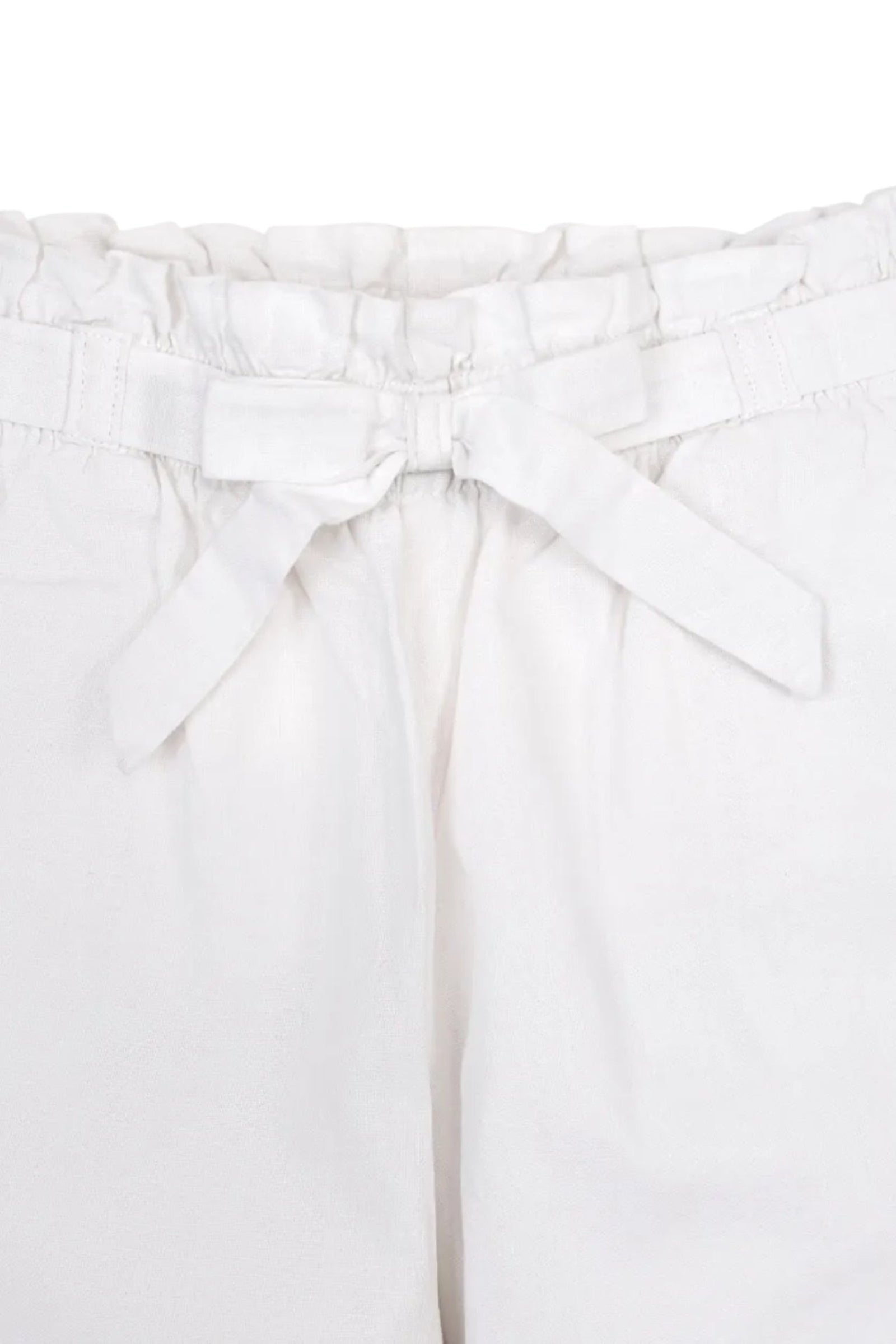 Linen Paper Bag Tie-Waist Pant for Girls, White, Toddler & Kids