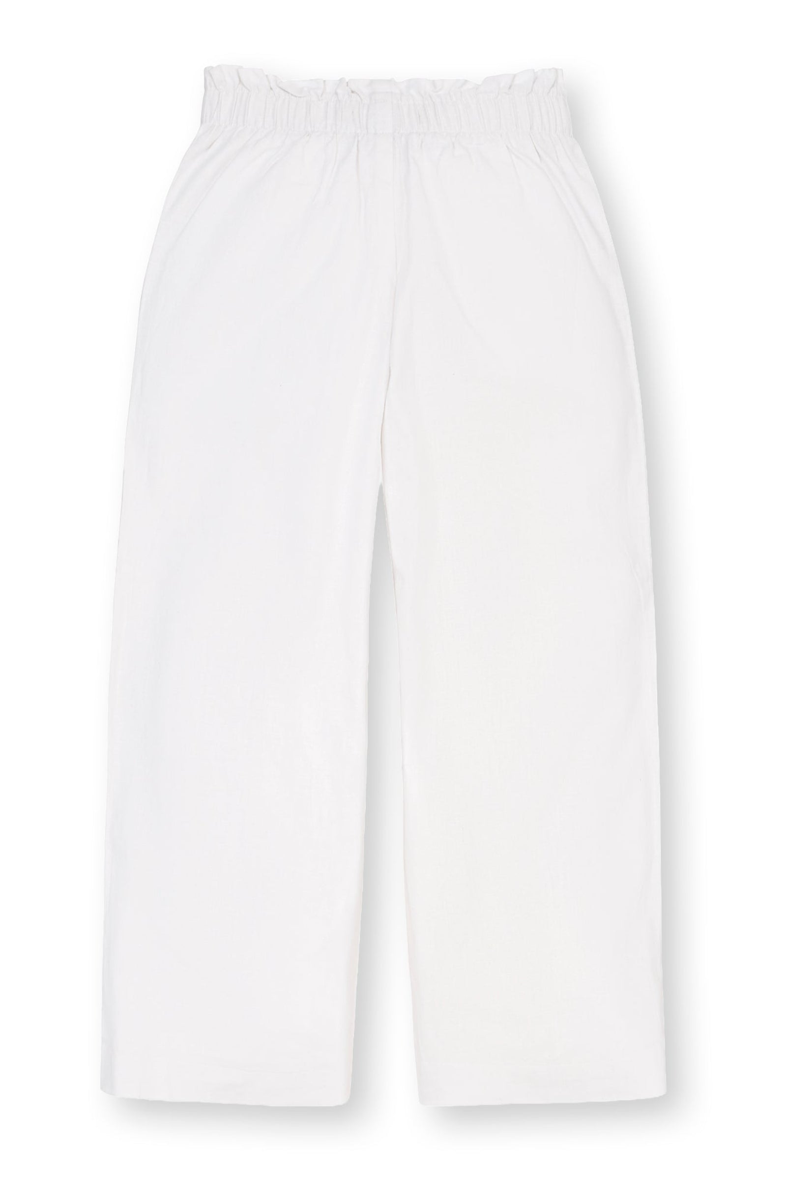 Linen Paper Bag Tie-Waist Pant for Girls, White, Toddler & Kids