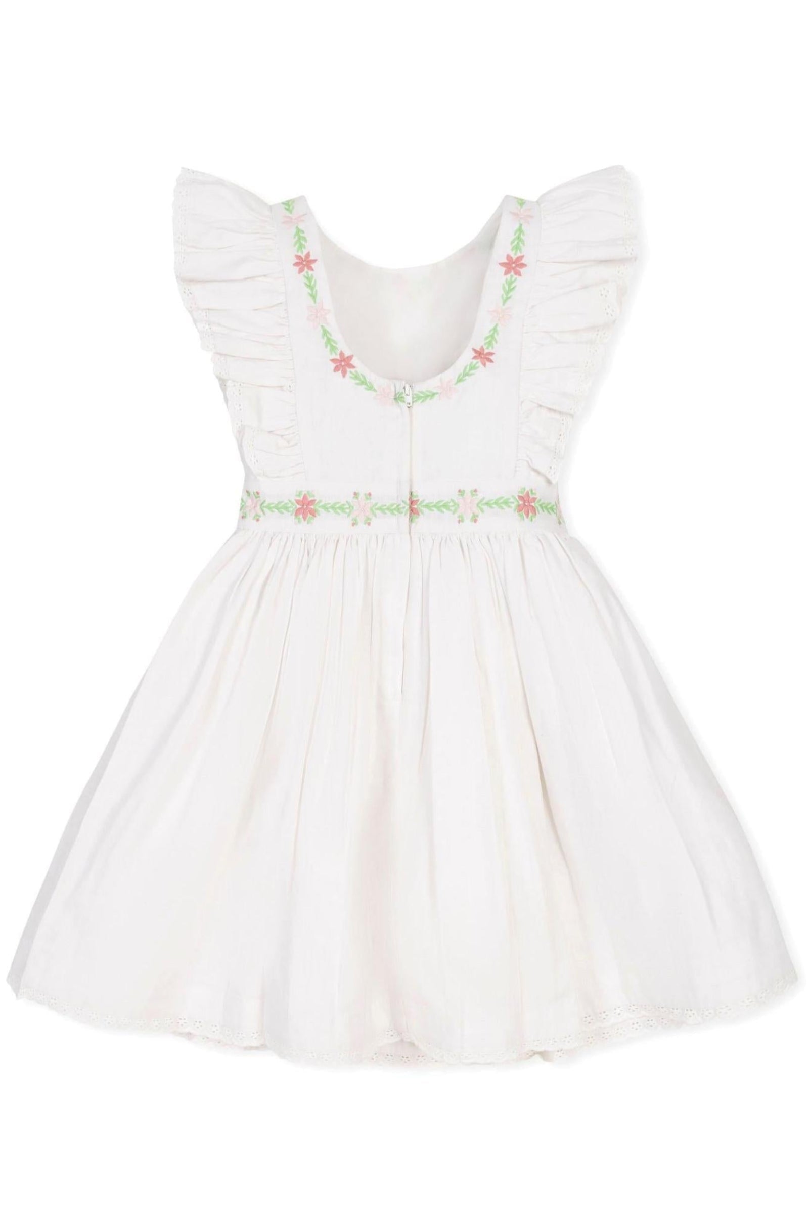 Linen Ruffle Sleeve Floral Jumper Dress, White, Toddler & Kids