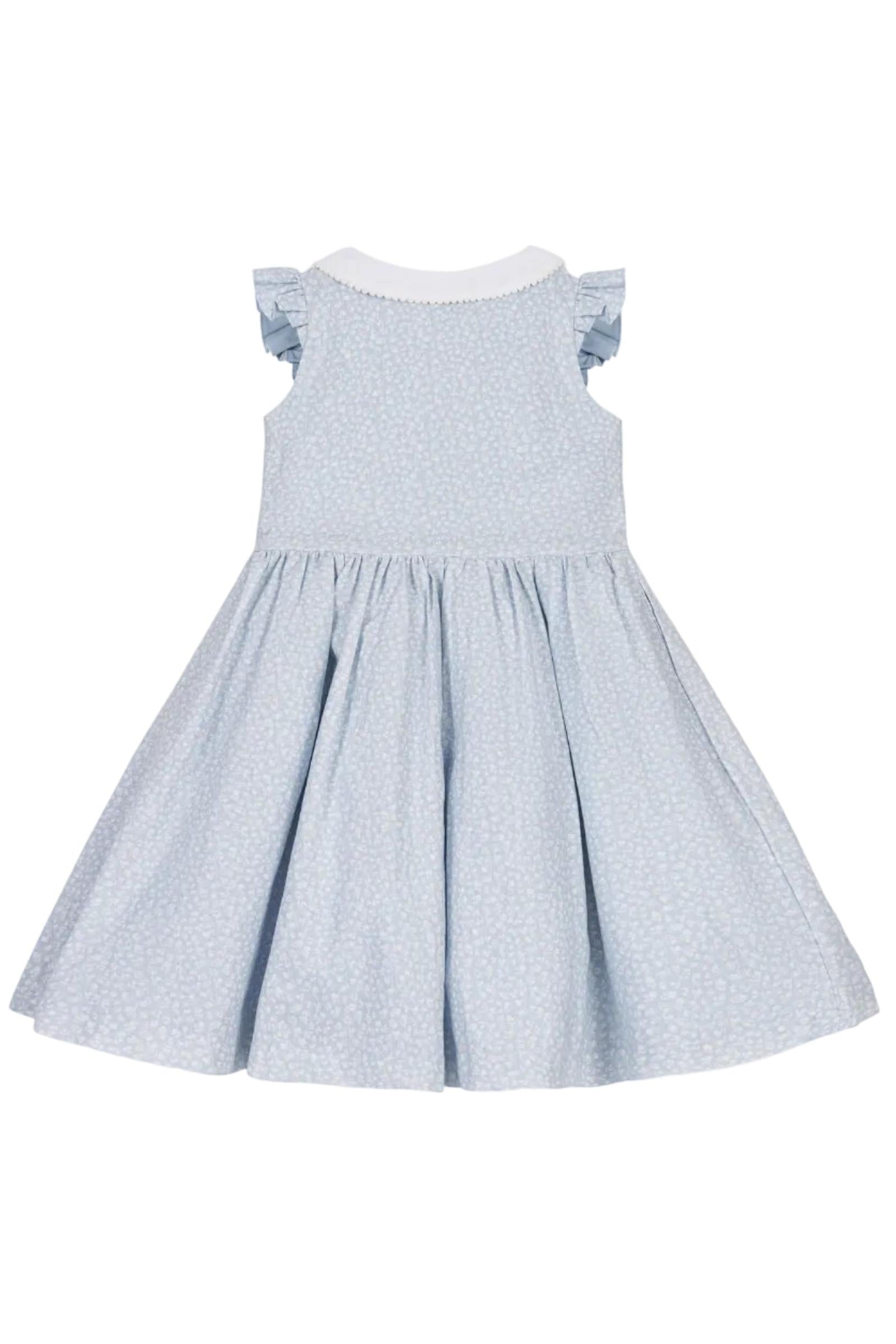 Linen & Organic Cotton Dress with Peter Pan Collar, Blue Chateau Ditsy, Toddler & Kids