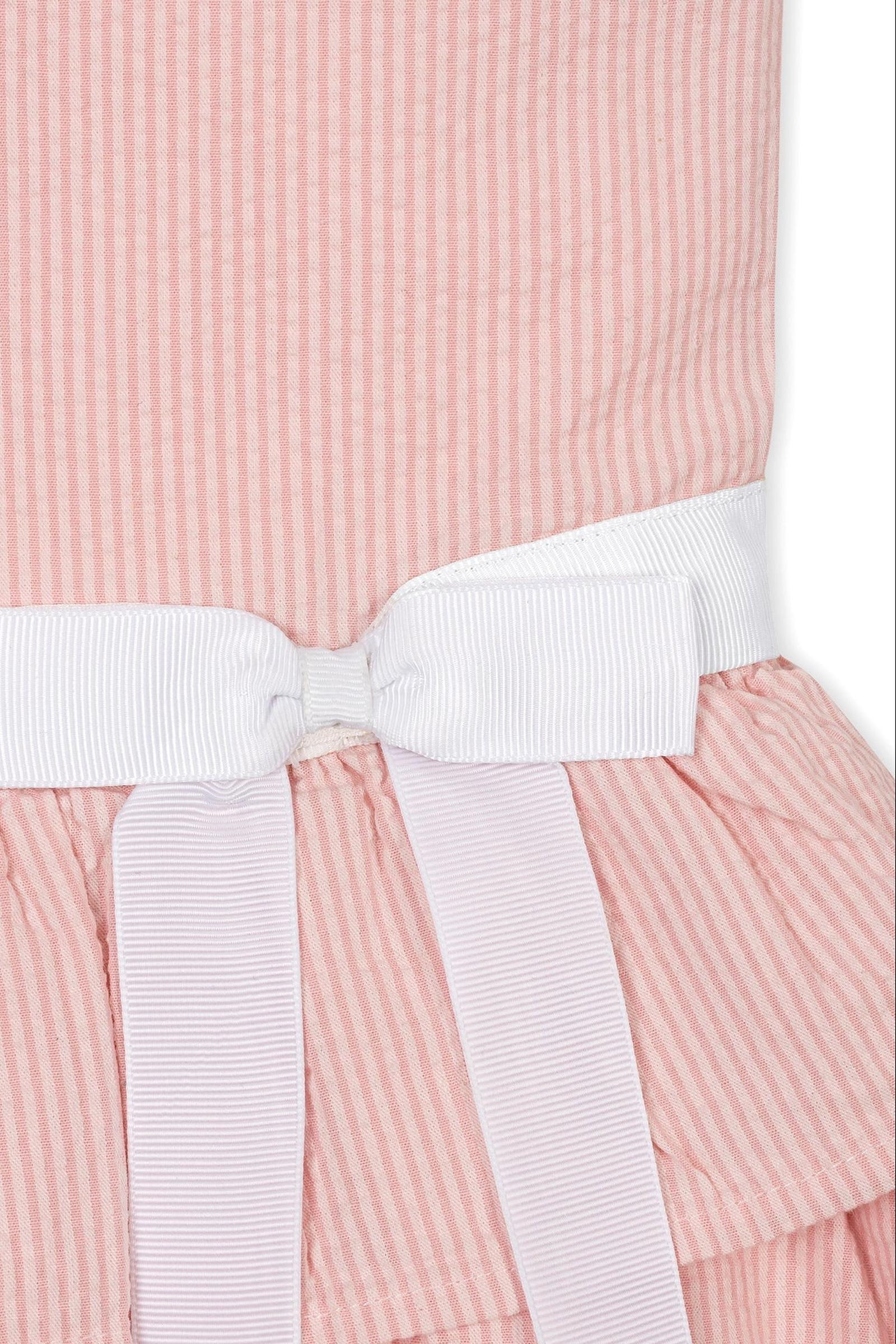 Organic Cotton Seersucker Ruffle Sleeve Peplum Dress for Girls, Rose, Sizes 2T-12