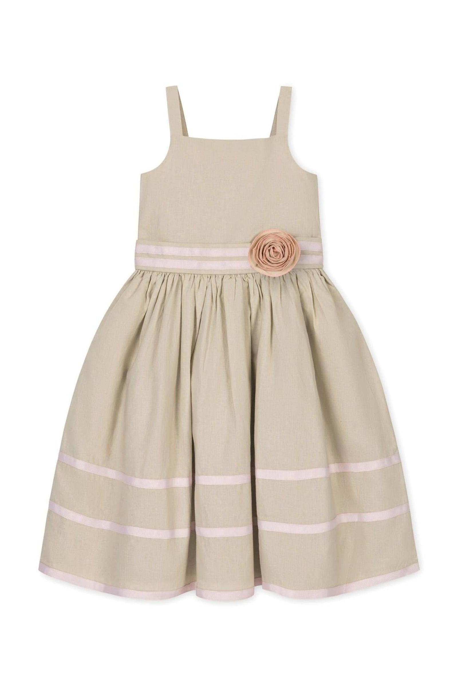 Linen Cami Rosette Dress, Sand, Toddler & Kids