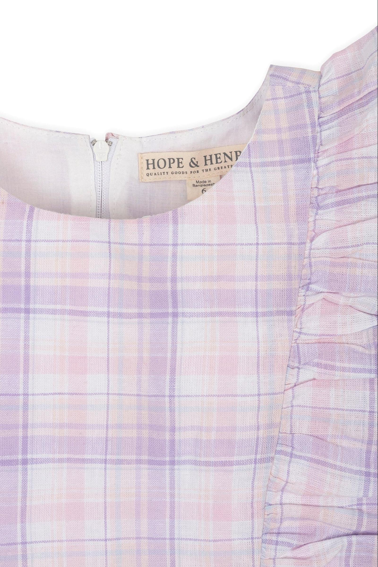 Monet Plaid Linen Flutter Sleeve Pinafore Dress, Toddler & Kids