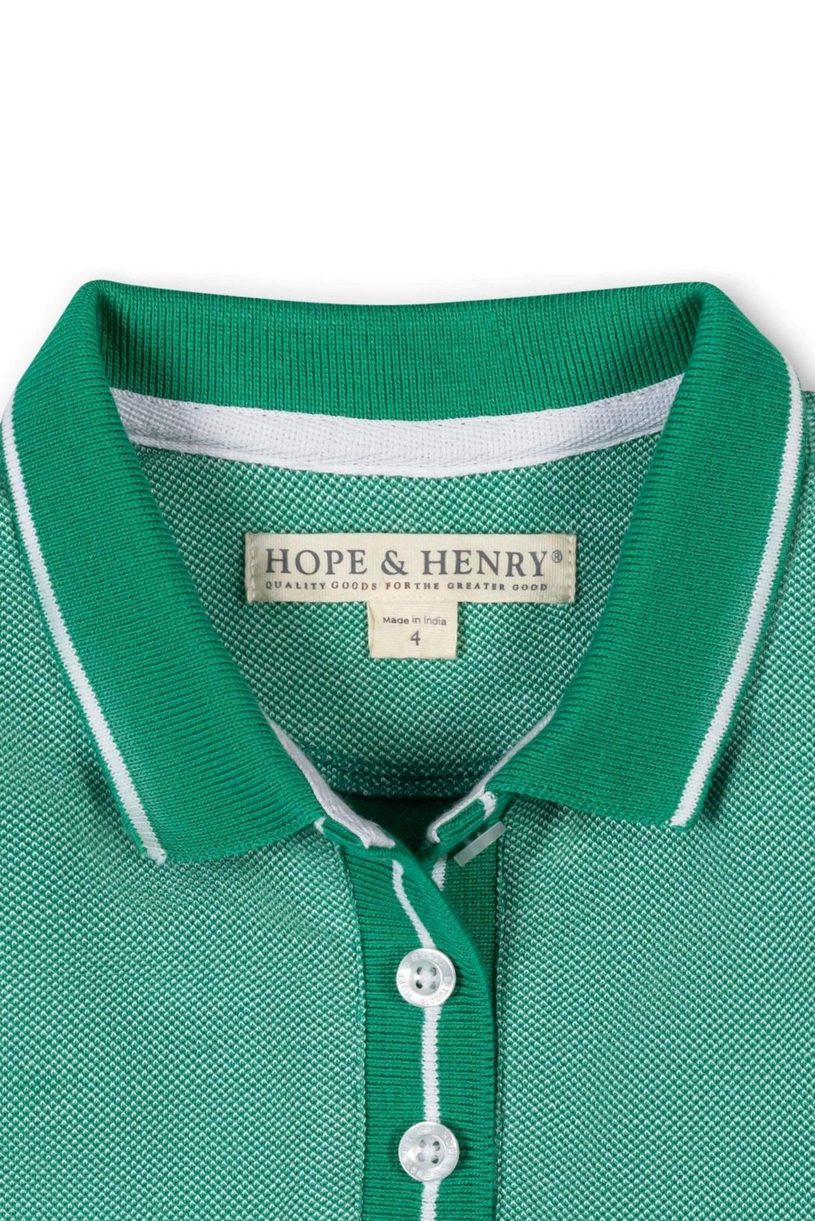 Organic Cotton Pique Polo Dress for Girls, Kelly Green, Sizes 2T-12