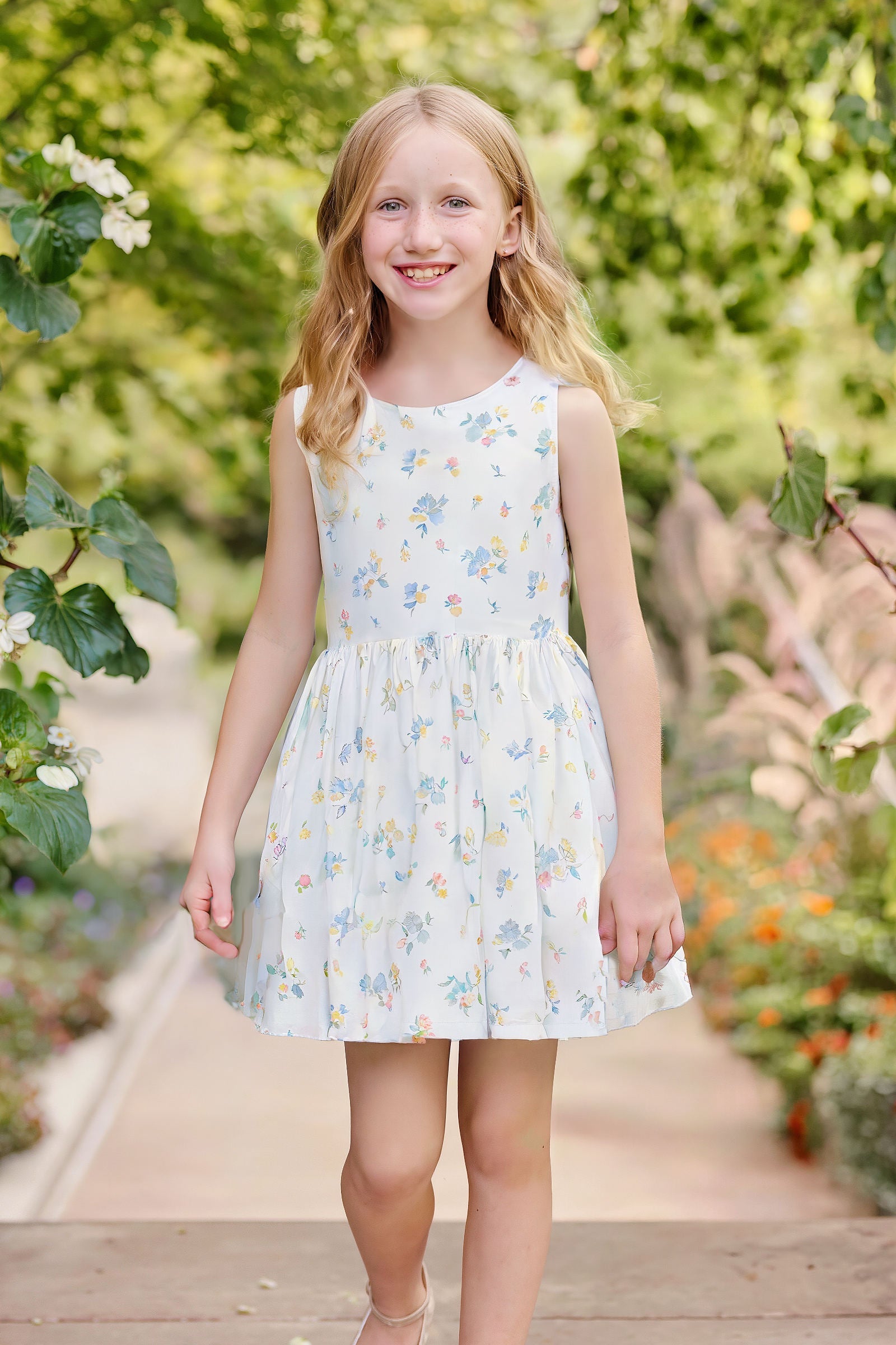 Organic Cotton Knit Tank Dress, Sunlit Multi Floral, Sizes 2T-12