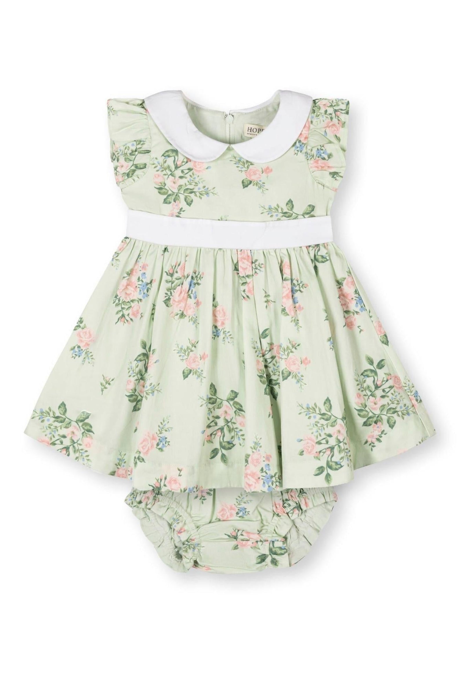 Organic Cotton Peter Pan Collar Party Dress for Babies, Chateau Floral, Sizes 0-24M