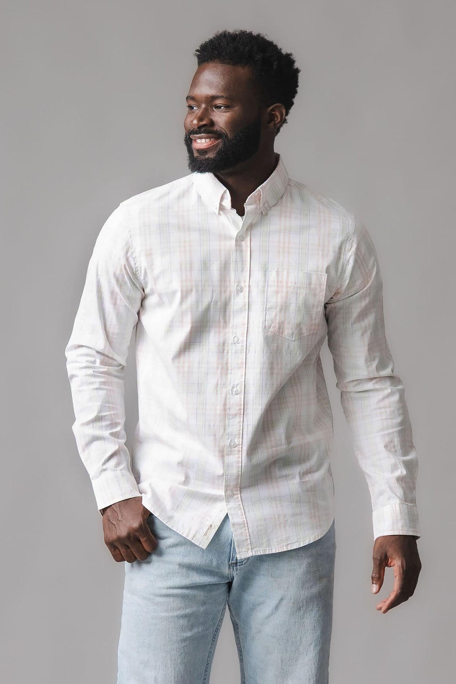 Organic Cotton Stretch Poplin Shirt, Chateau Plaid, Men, Family Matching Outfits