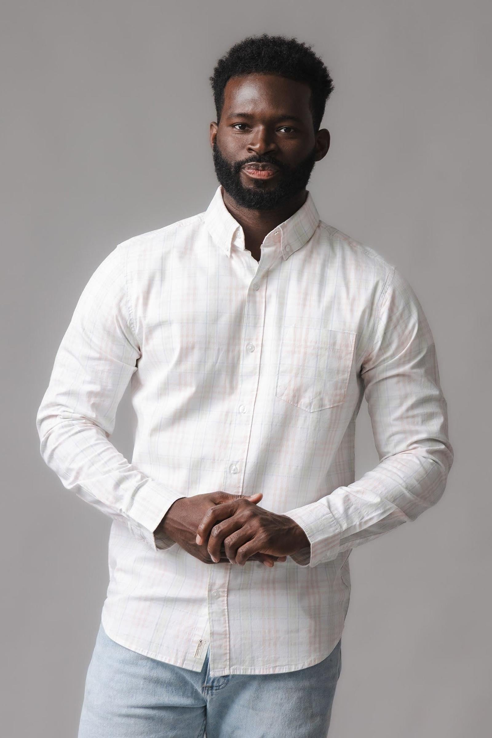 Organic Cotton Stretch Poplin Shirt, Chateau Plaid, Men, Family Matching Outfits