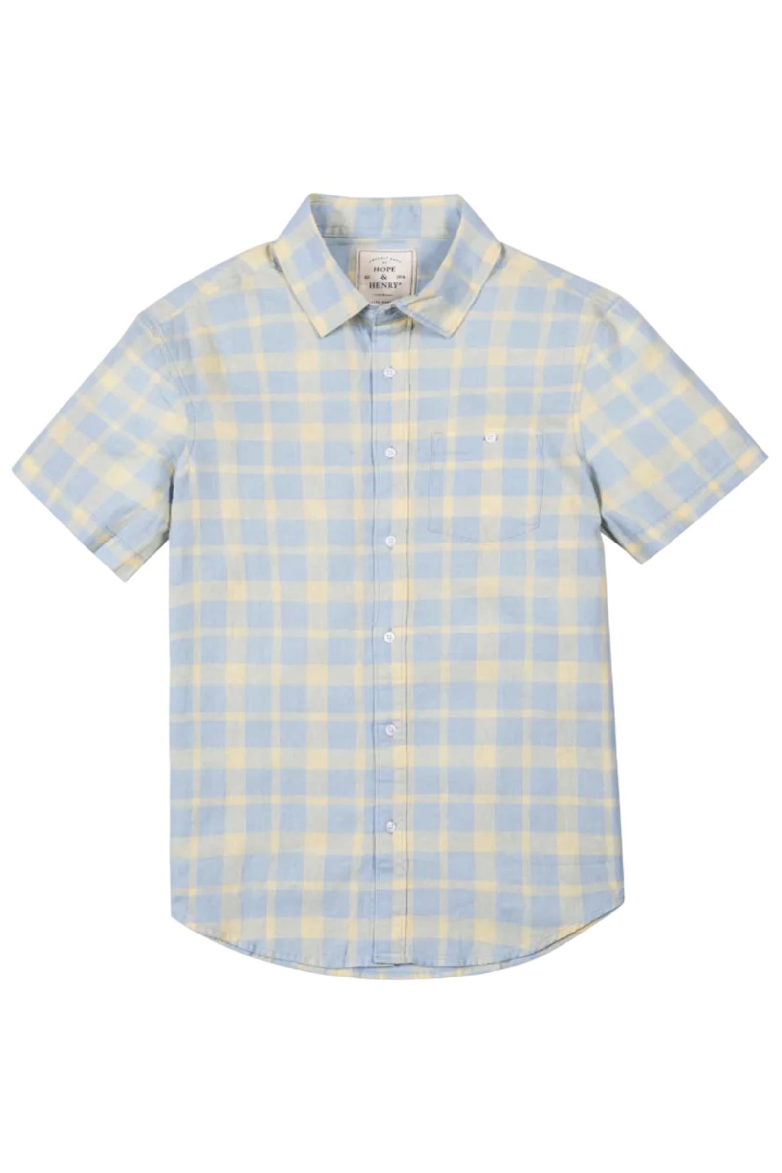 Linen & Organic Cotton Short Sleeve Button Down Shirt, Sunlit Plaid, Men, Family Matching Outfits