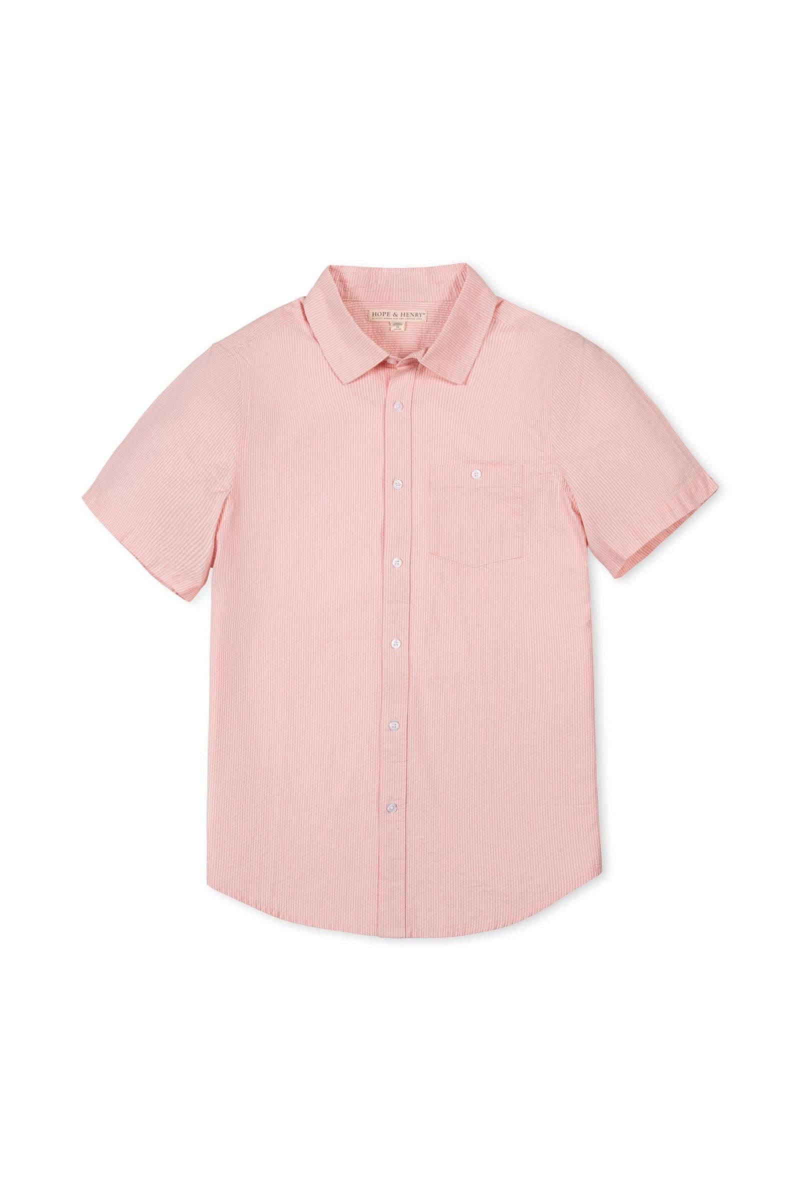 Organic Cotton Short Sleeve Rose Seersucker Shirt, Men, Family Matching Outfits