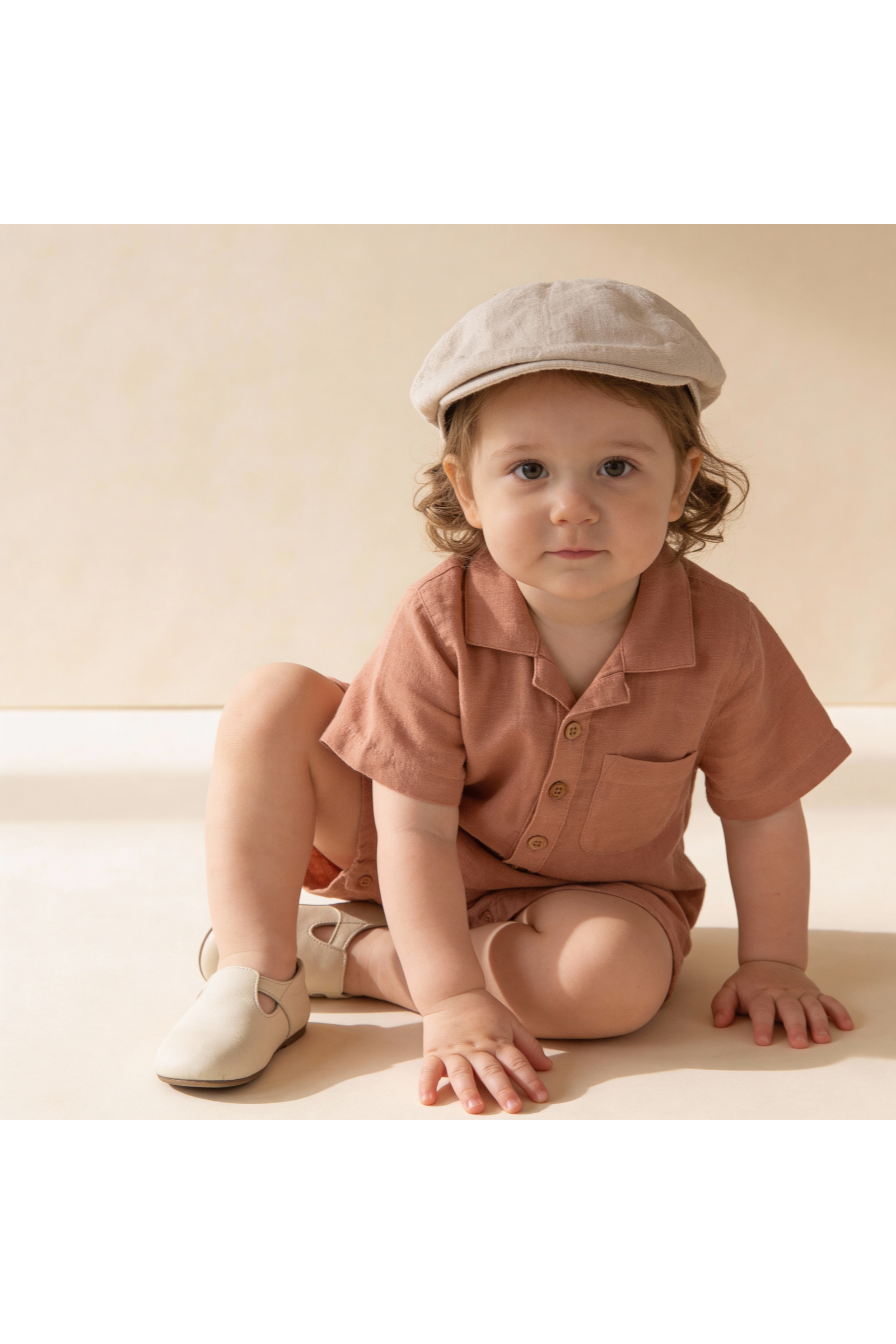 Organic Collared Romper - Clay