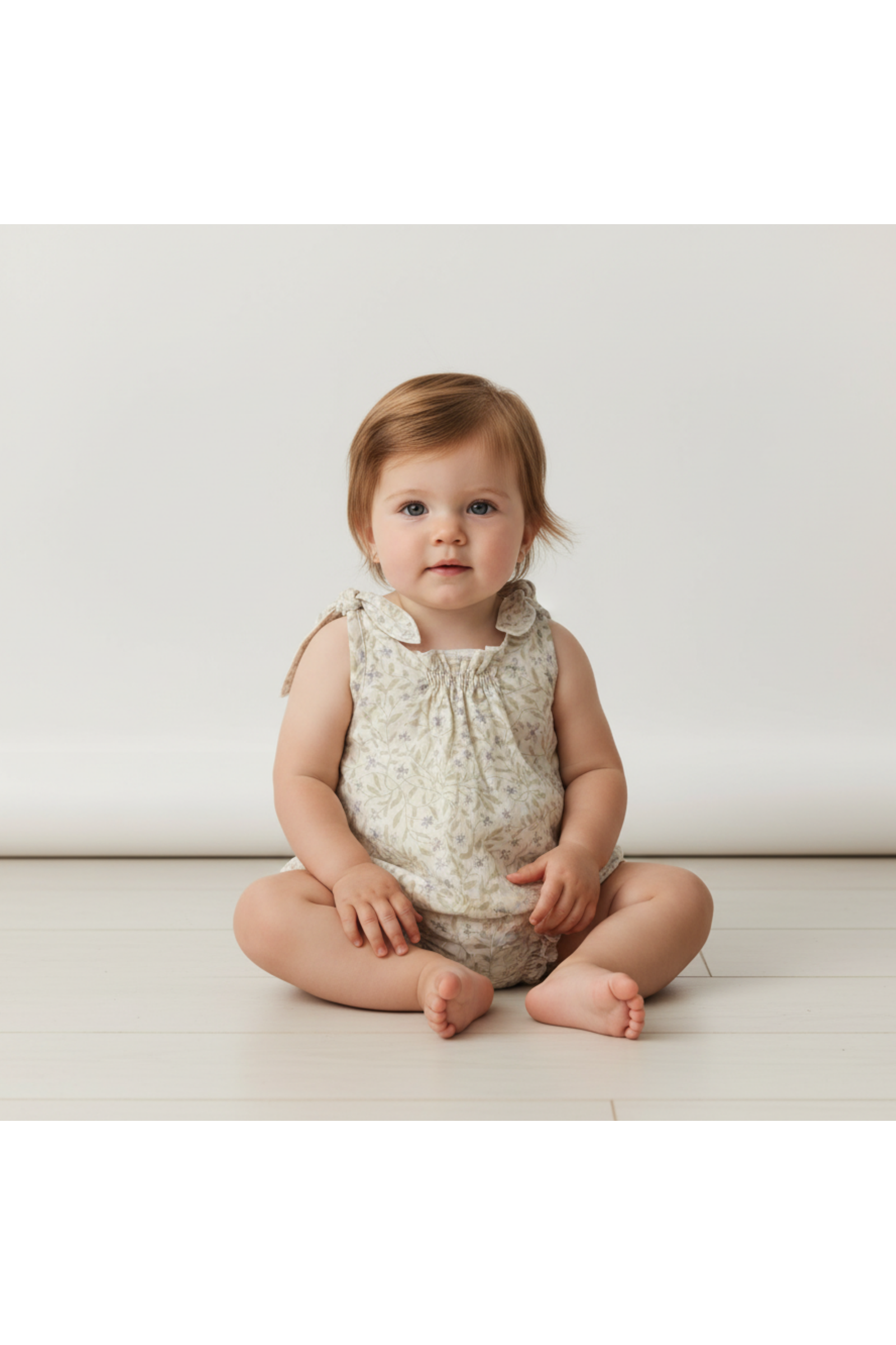 Organic Tie Shoulder Bubble Romper - Bluebelle